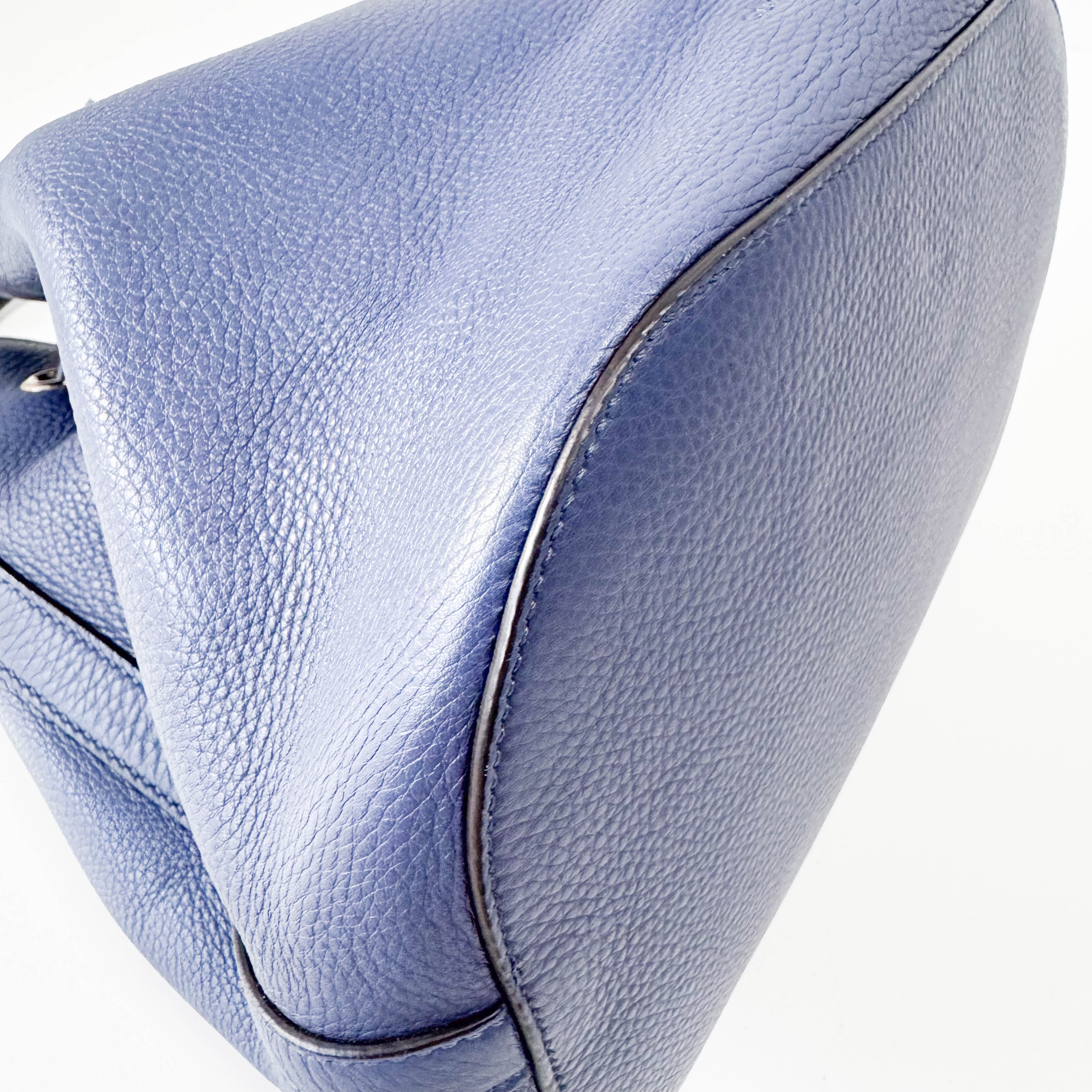 Blue Leather Bucket Bag