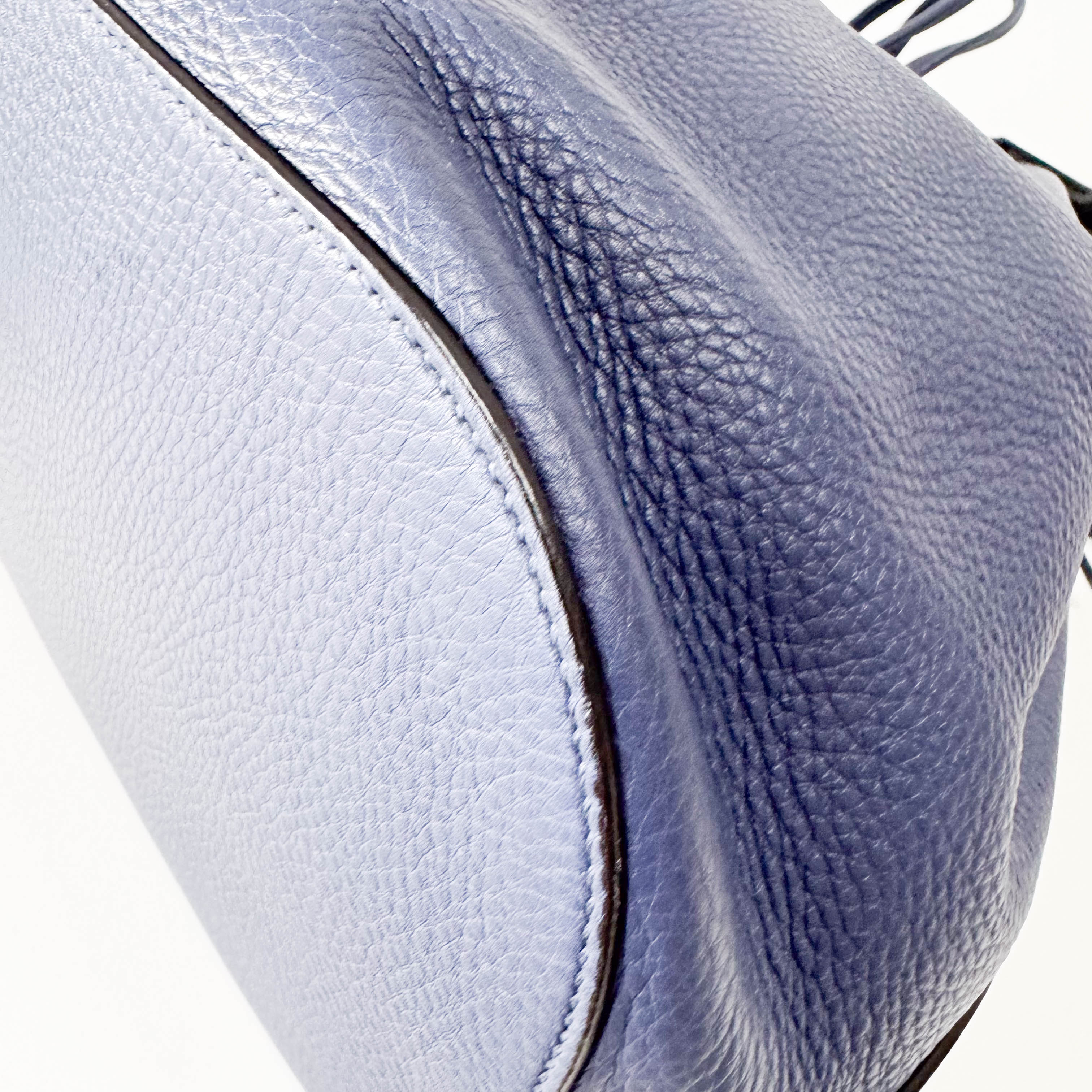 Blue Leather Bucket Bag