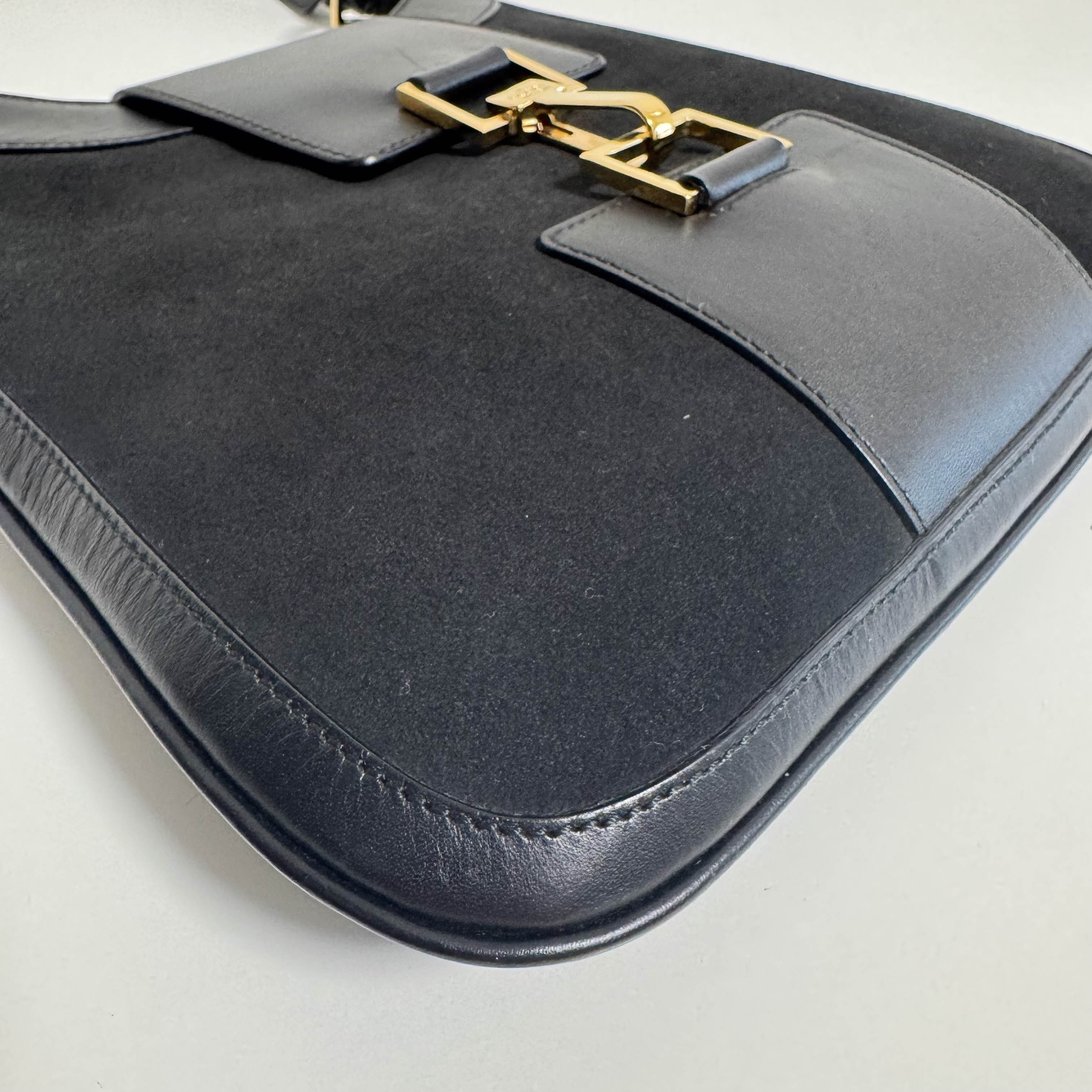 Vintage Black Suede Shoulder Bag