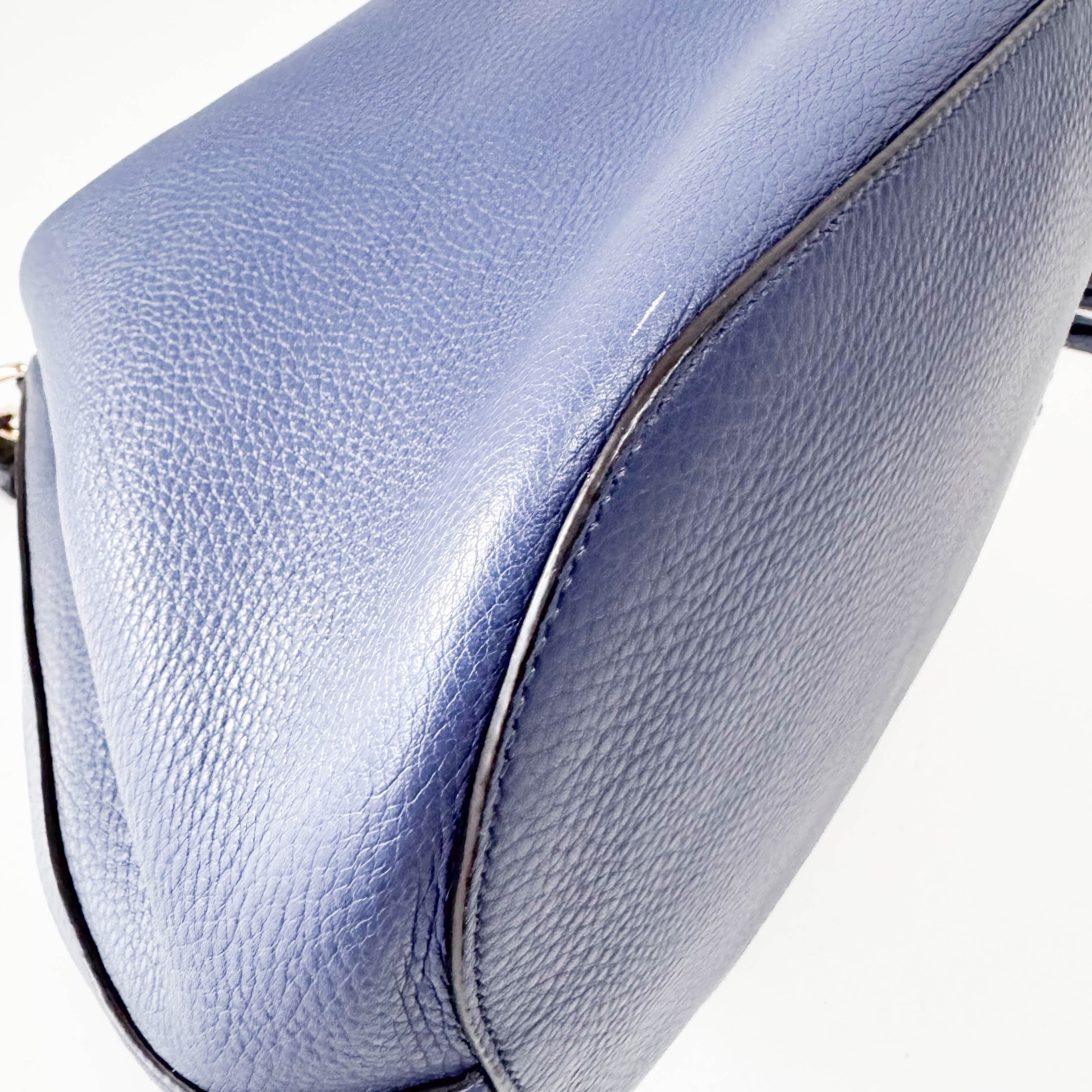 Blue Leather Bucket Bag