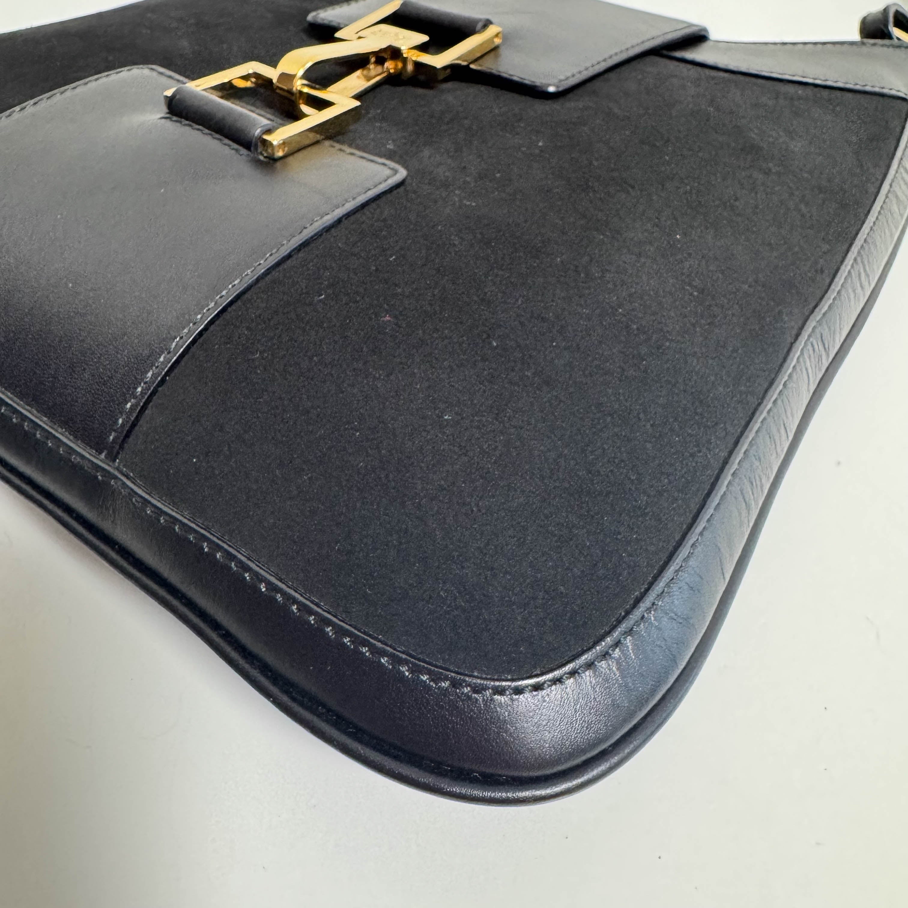 Vintage Black Suede Shoulder Bag