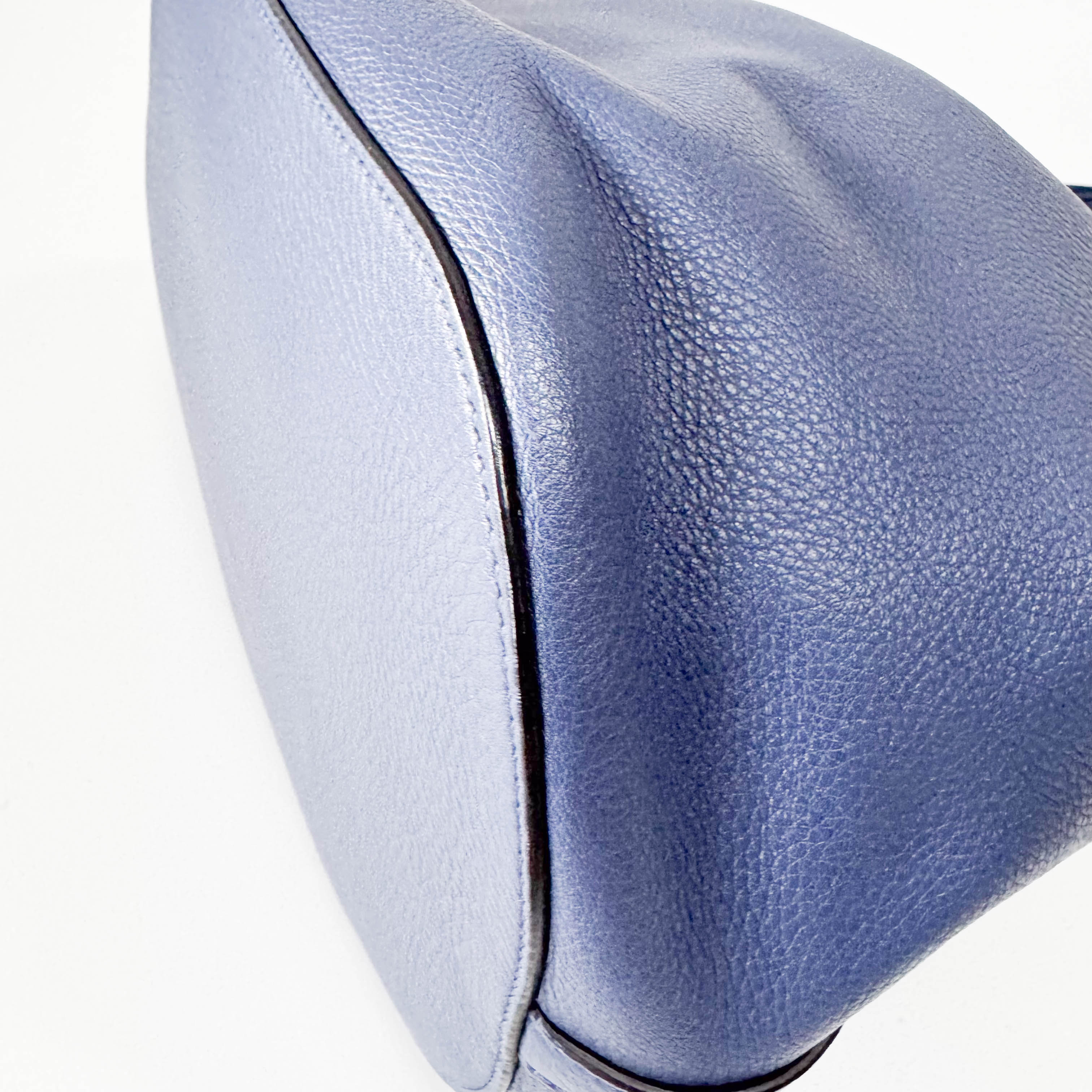 Blue Leather Bucket Bag