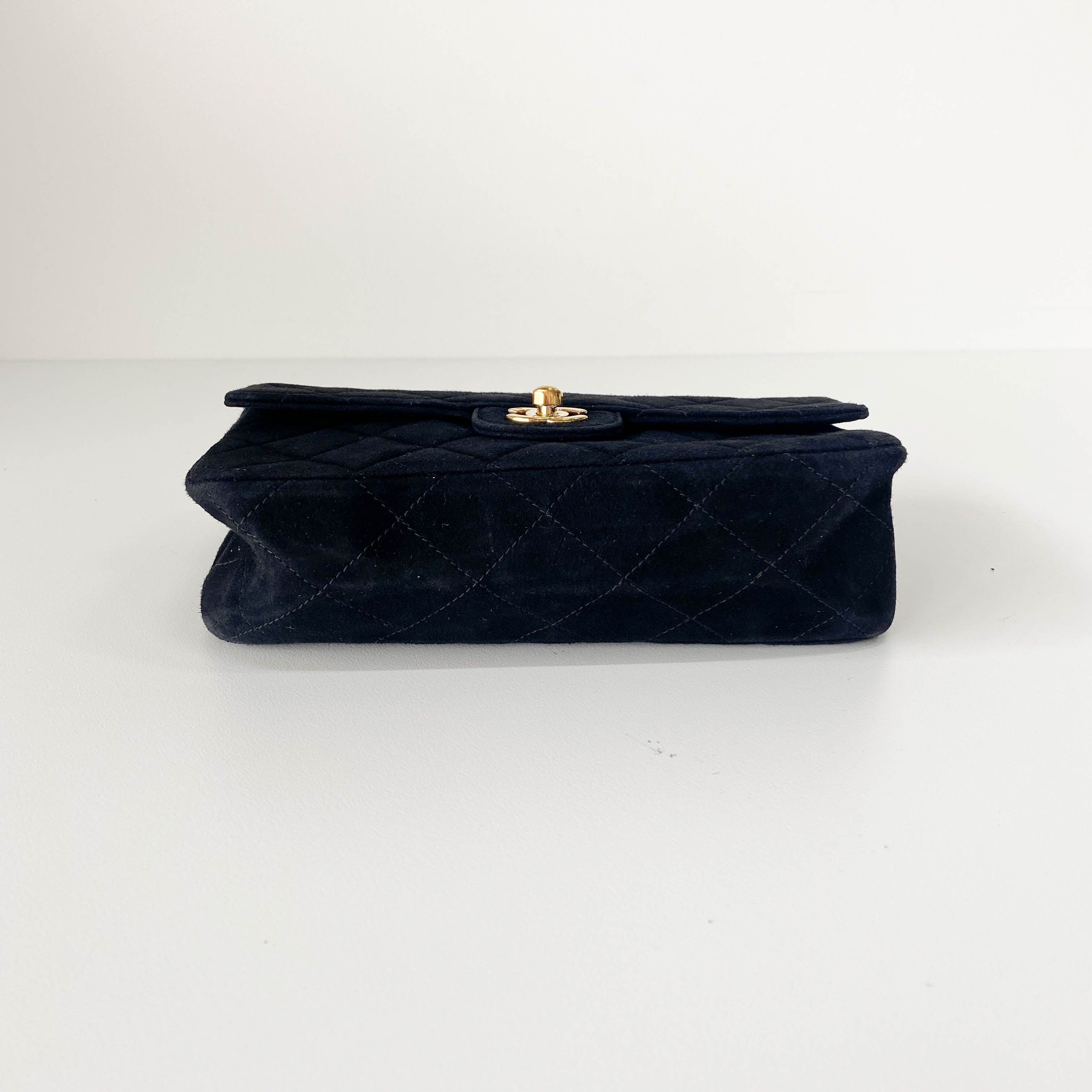 Matelassé Black Suede Crossbody Bag