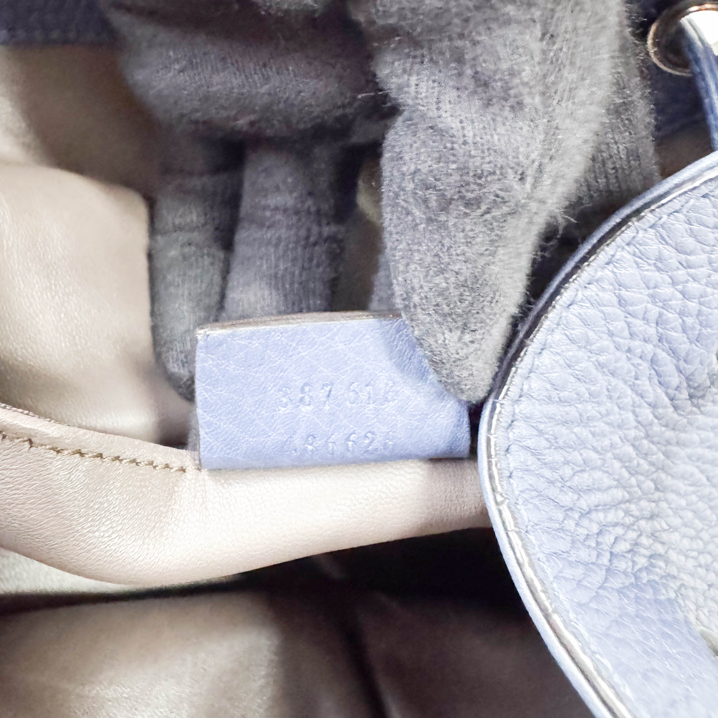 Blue Leather Bucket Bag