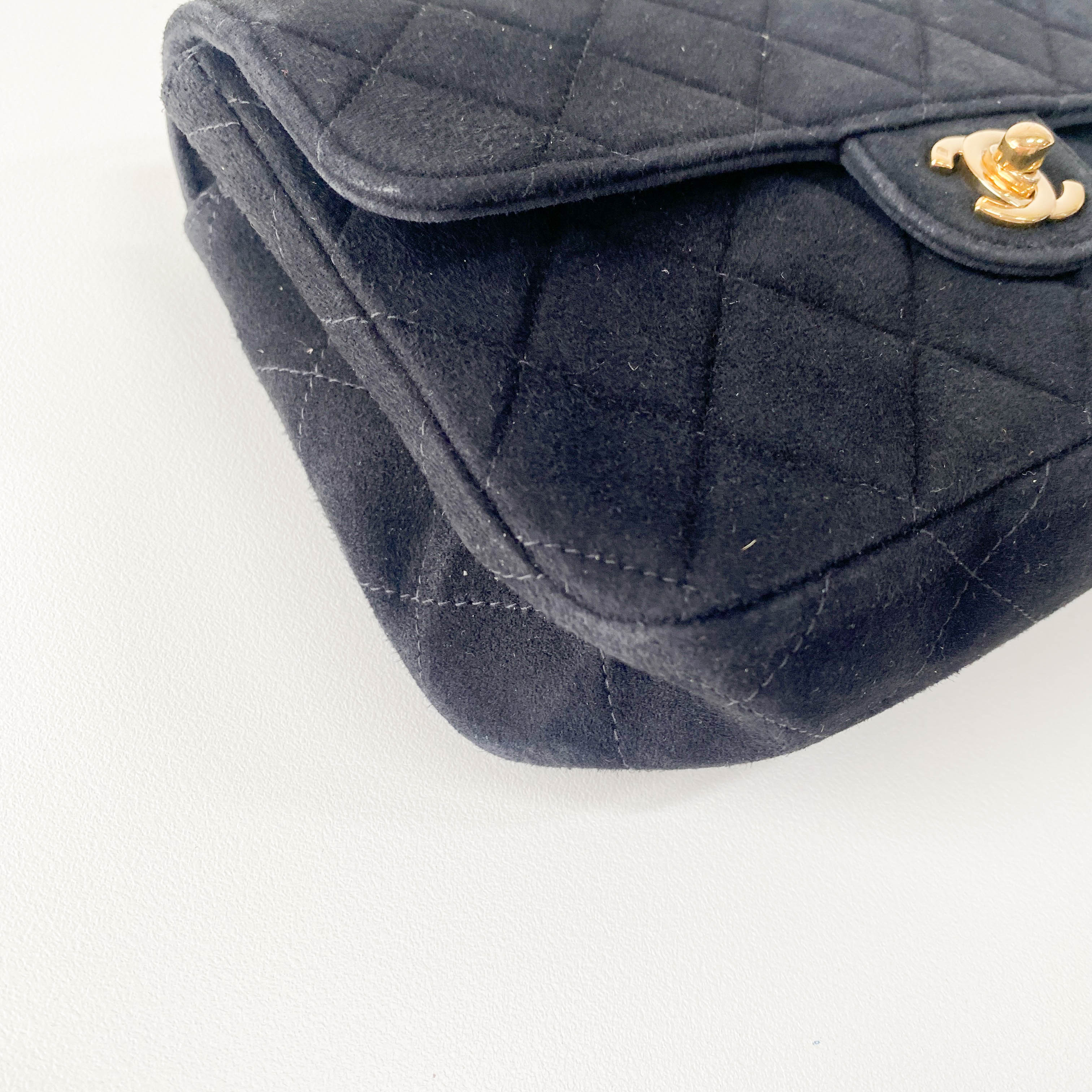 Matelassé Black Suede Crossbody Bag