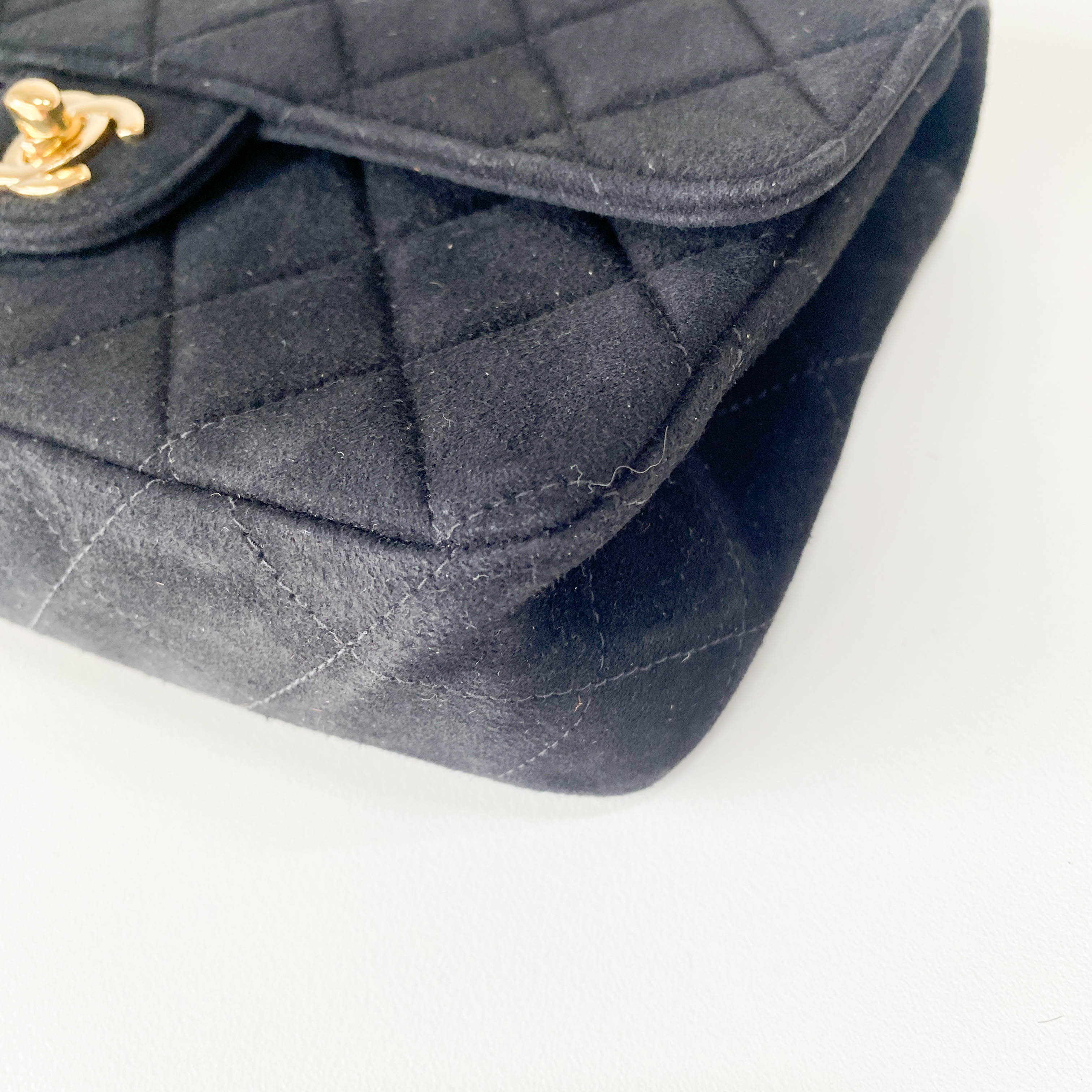 Matelassé Black Suede Crossbody Bag