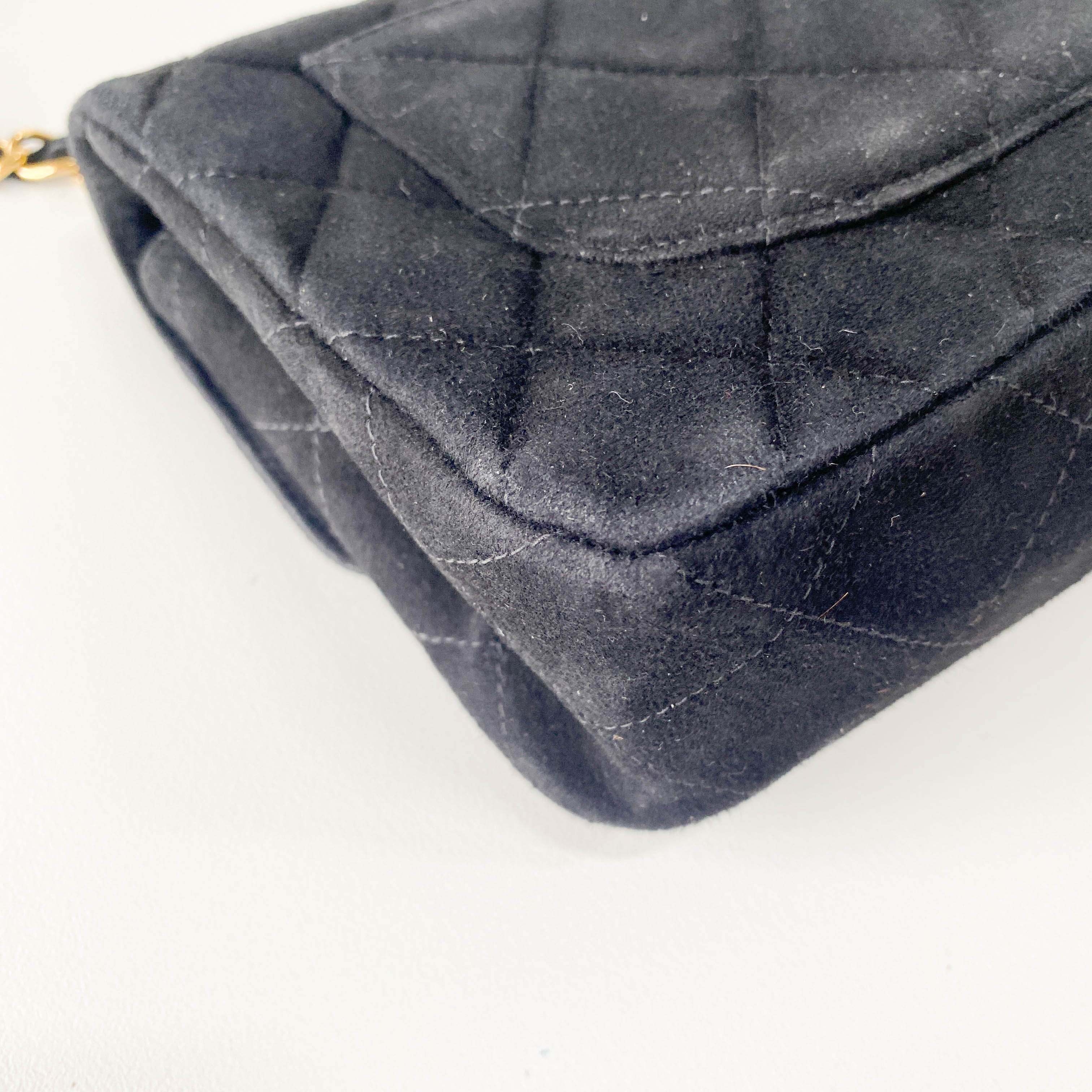 Matelassé Black Suede Crossbody Bag