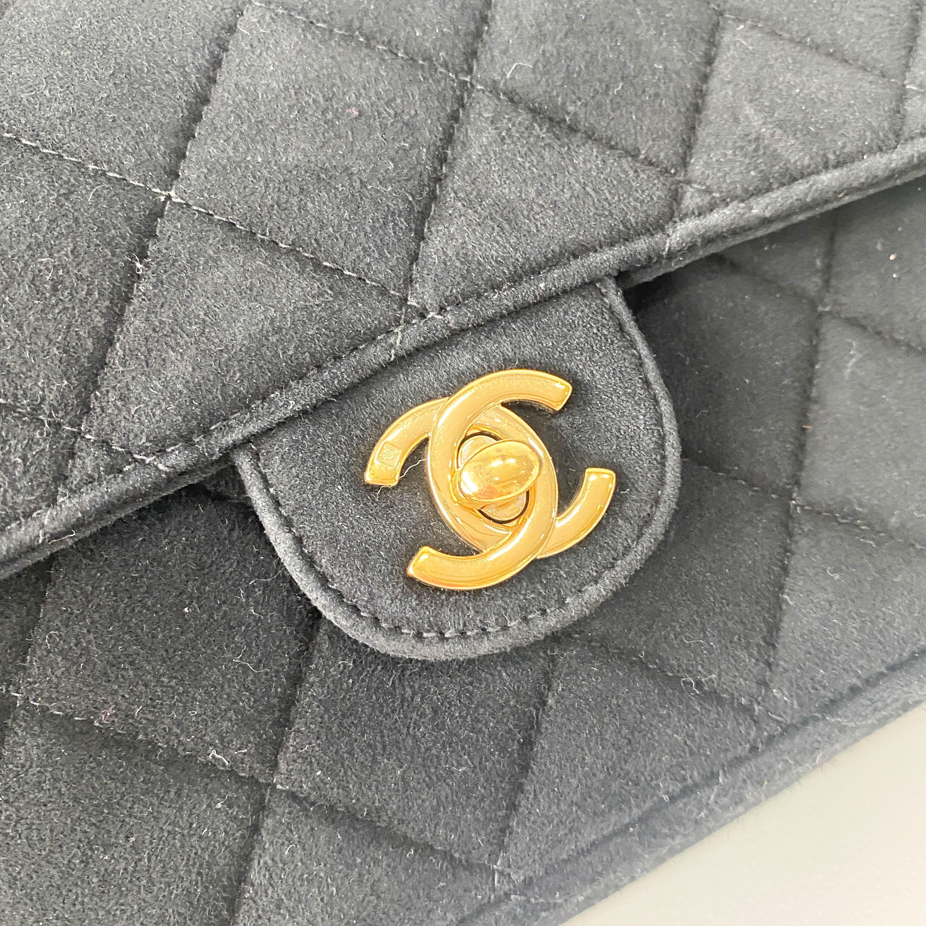 Matelassé Black Suede Crossbody Bag