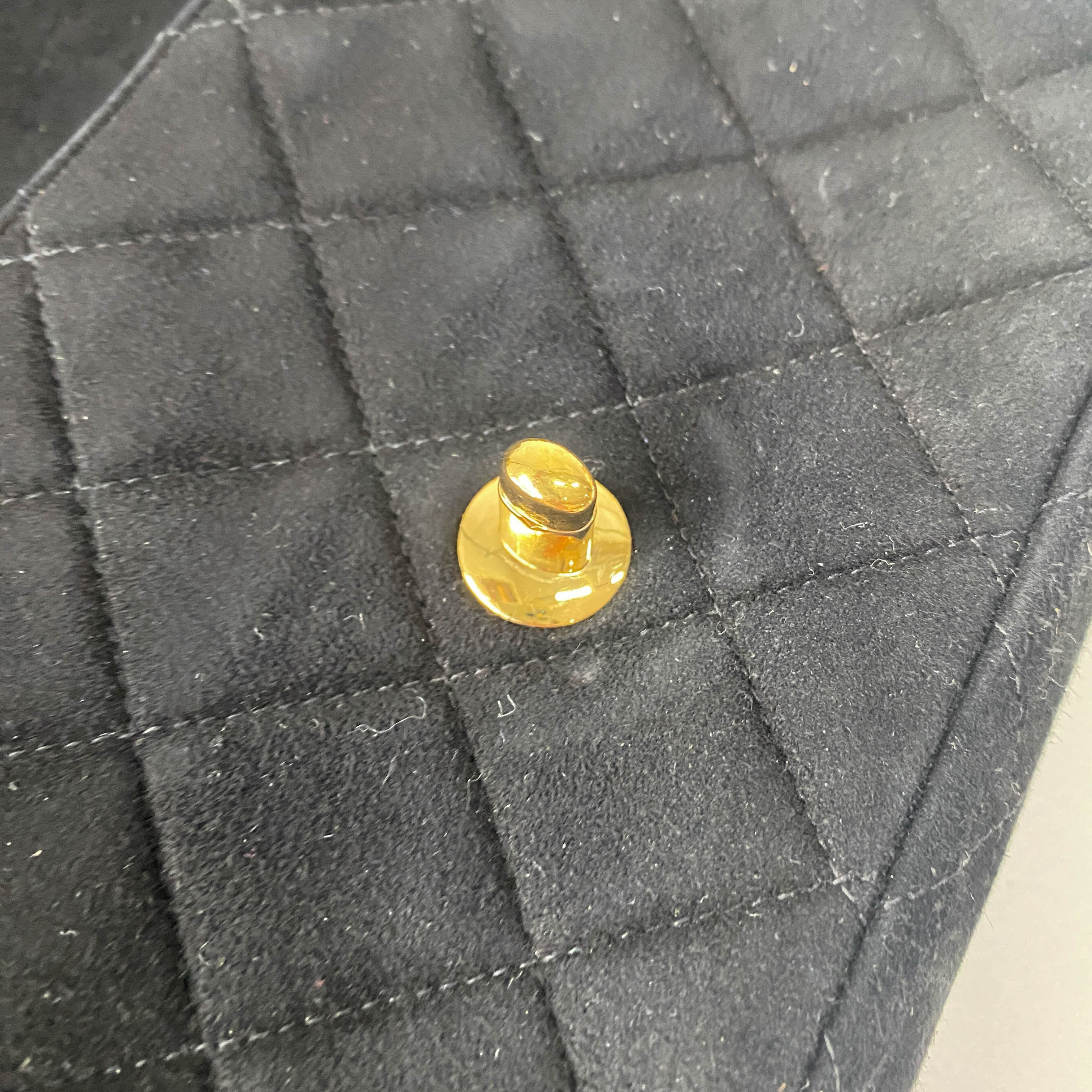 Matelassé Black Suede Crossbody Bag