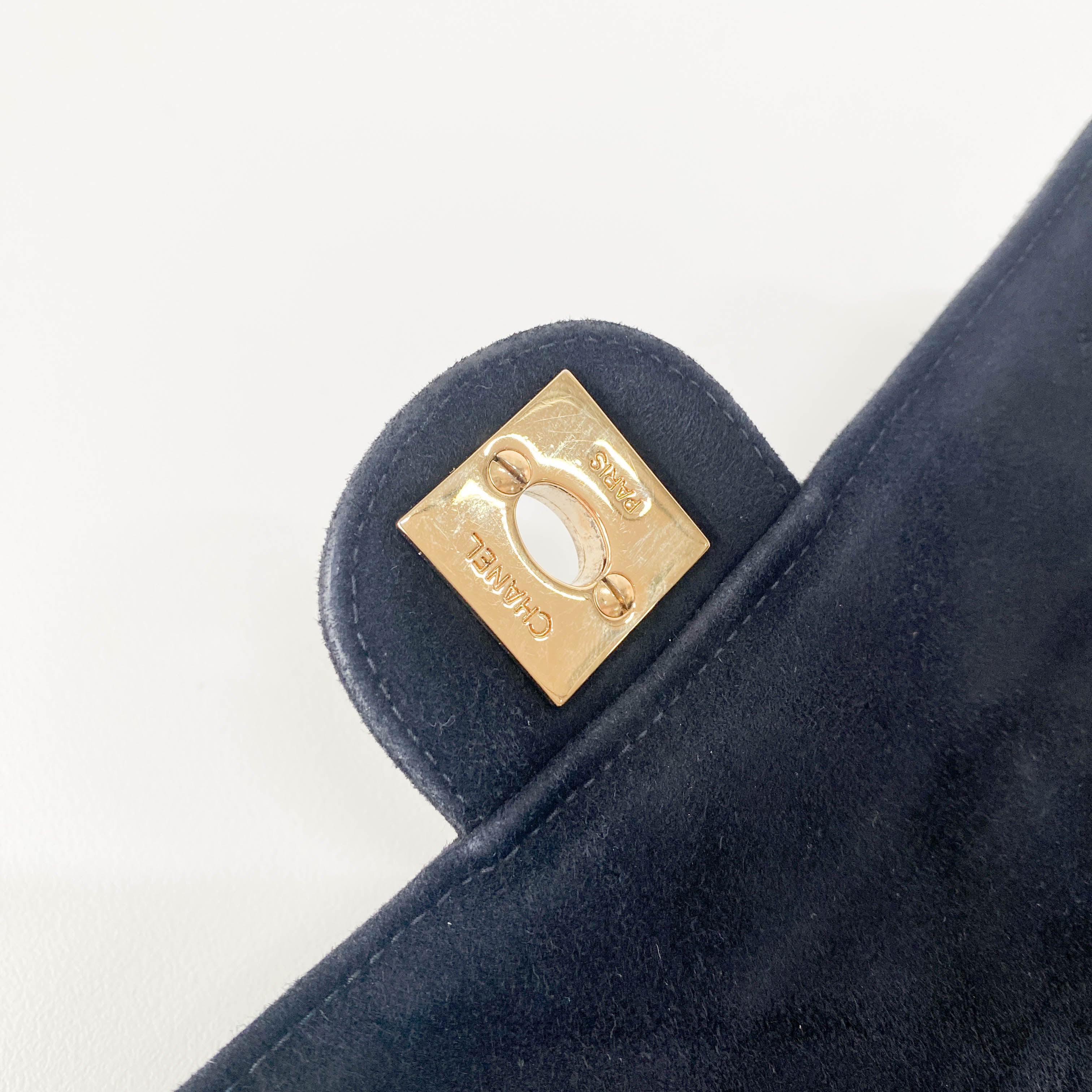 Matelassé Black Suede Crossbody Bag