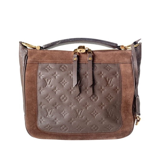 Monogram Brown Leather & Suede Shoulder Bag
