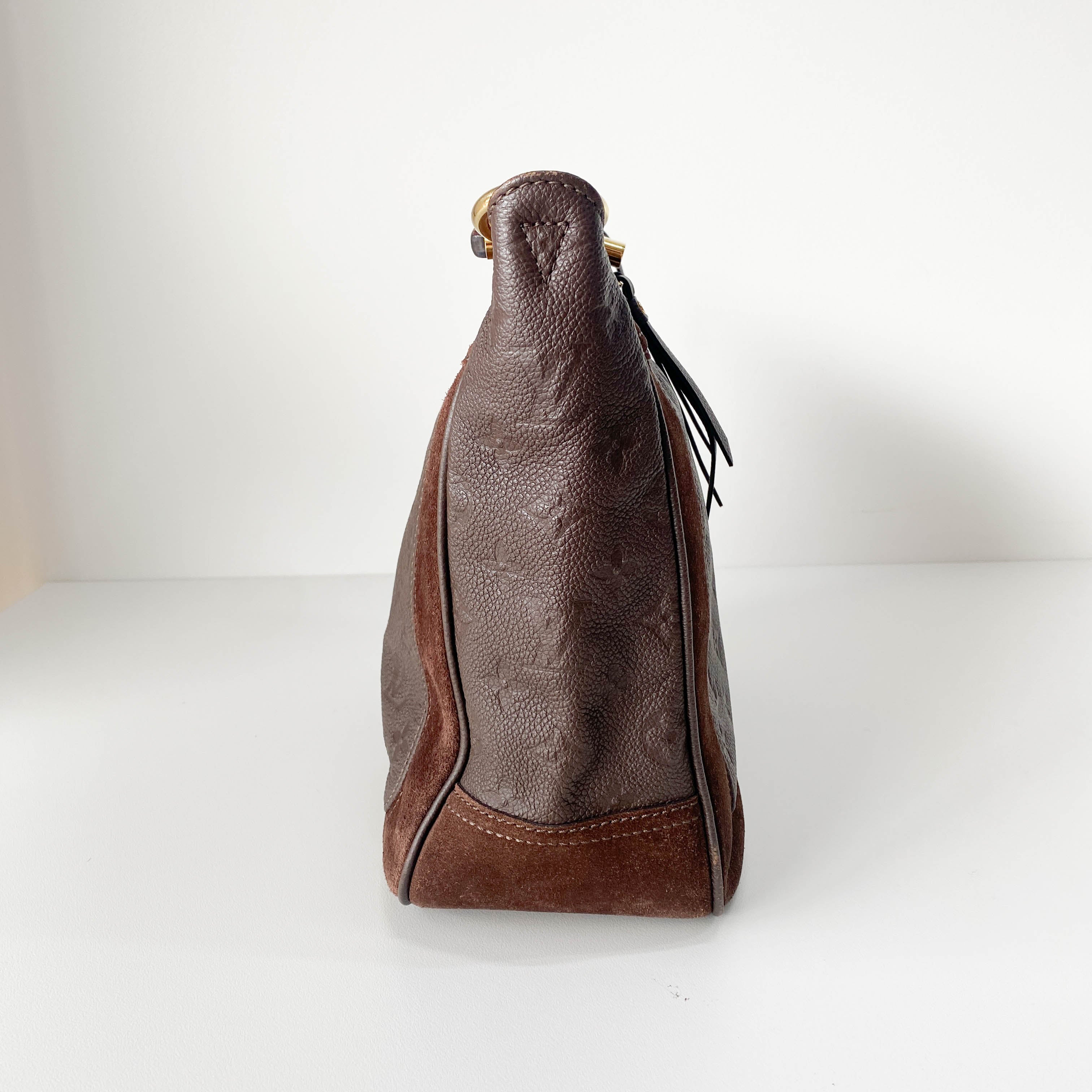 Monogram Brown Leather & Suede Shoulder Bag