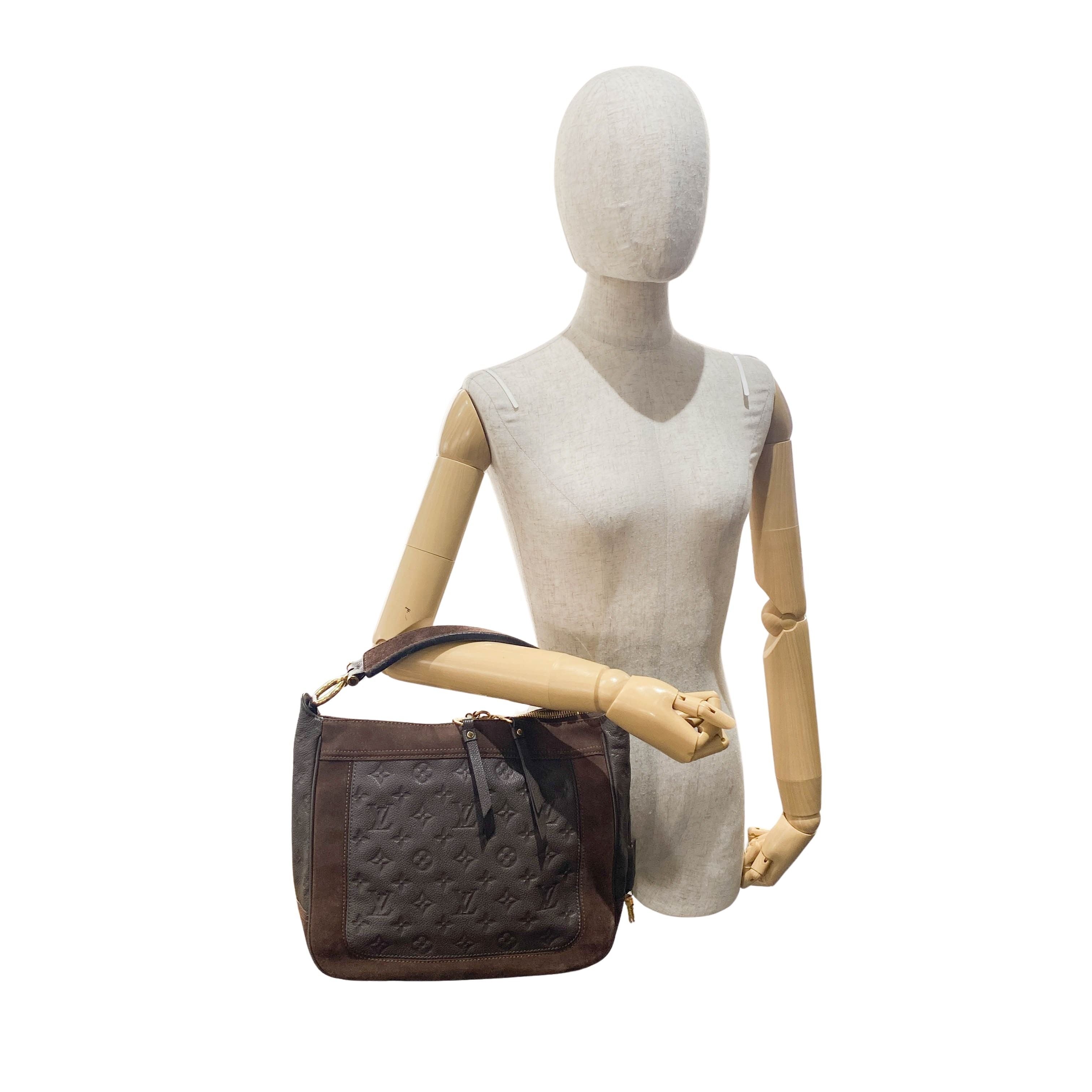 Monogram Brown Leather & Suede Shoulder Bag