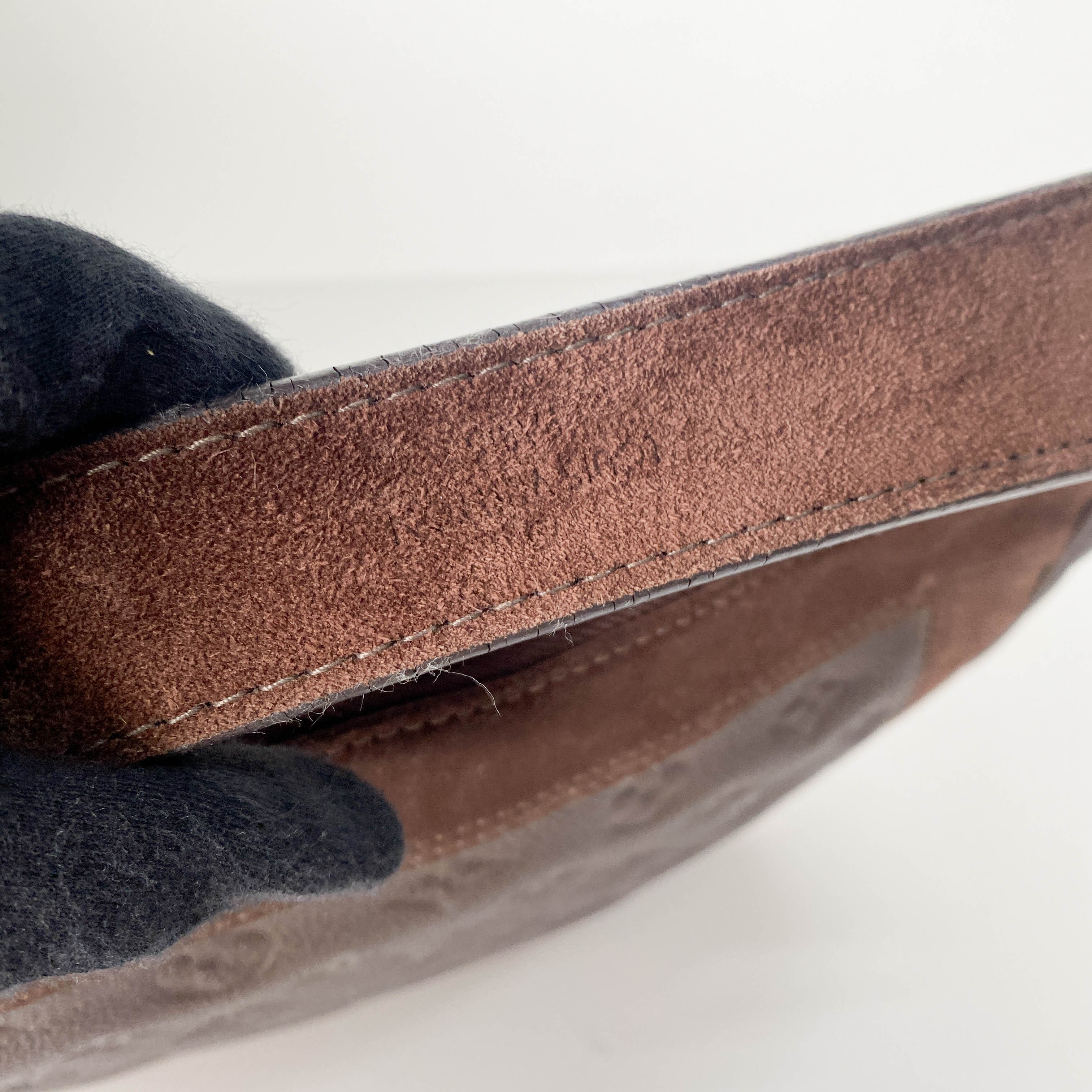 Monogram Brown Leather & Suede Shoulder Bag