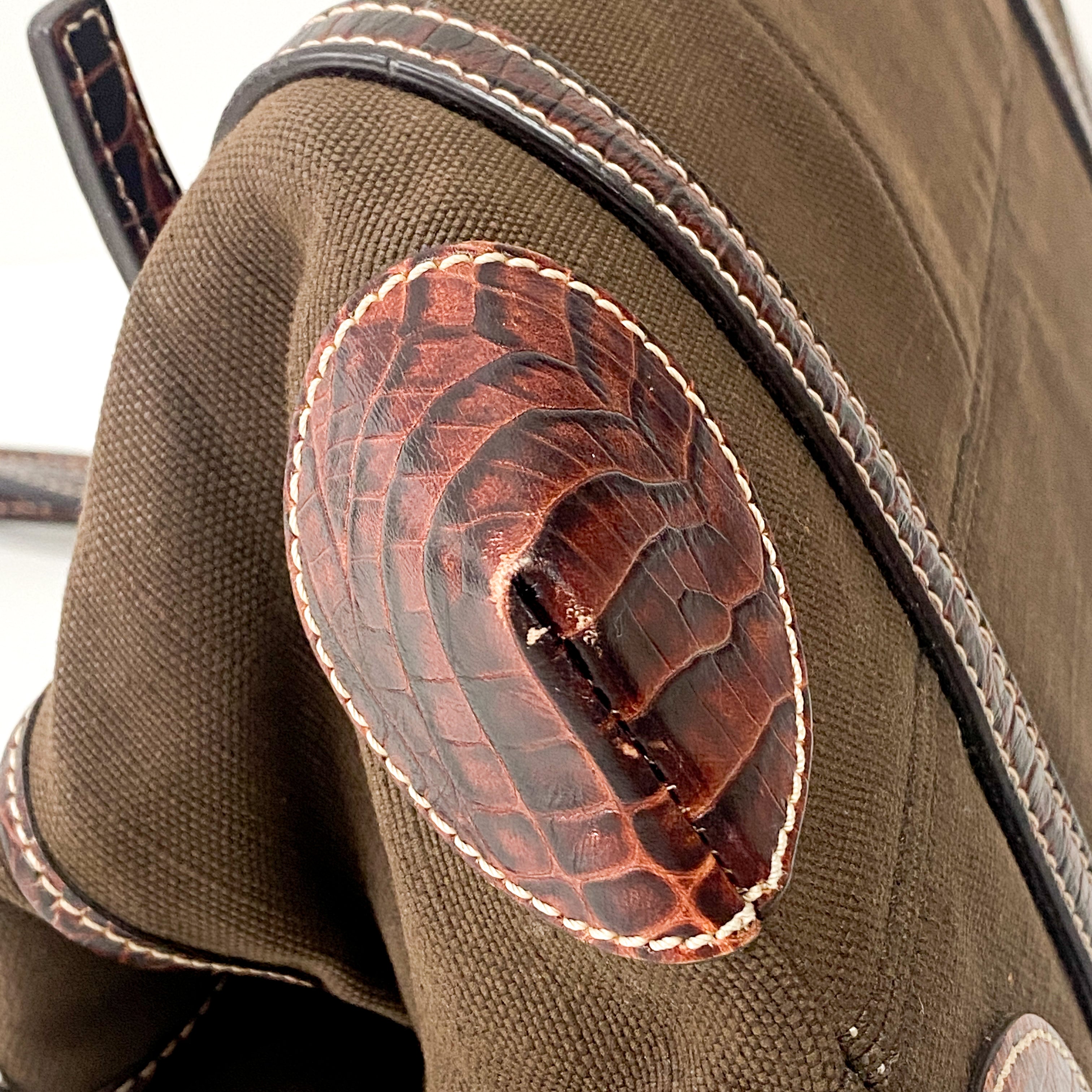 Brown Cotton Canvas Shoulder Bag