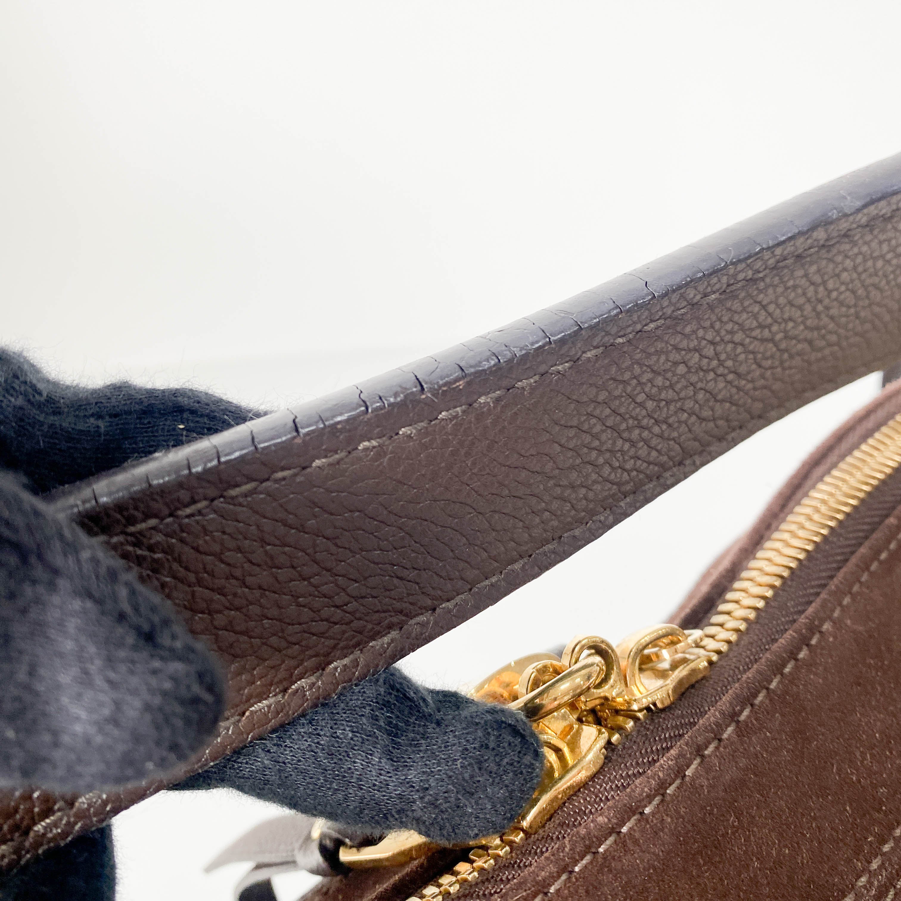 Monogram Brown Leather & Suede Shoulder Bag