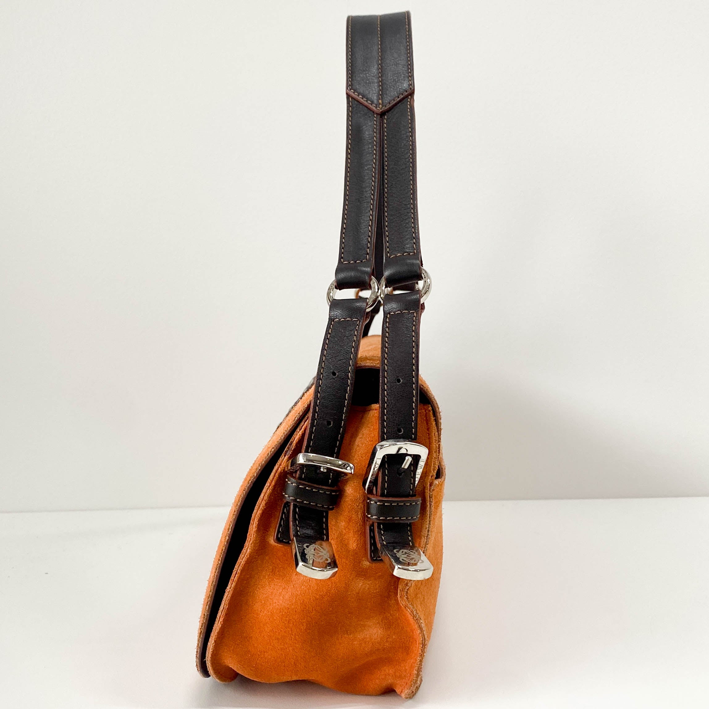 Orange Suede Shoulder Bag