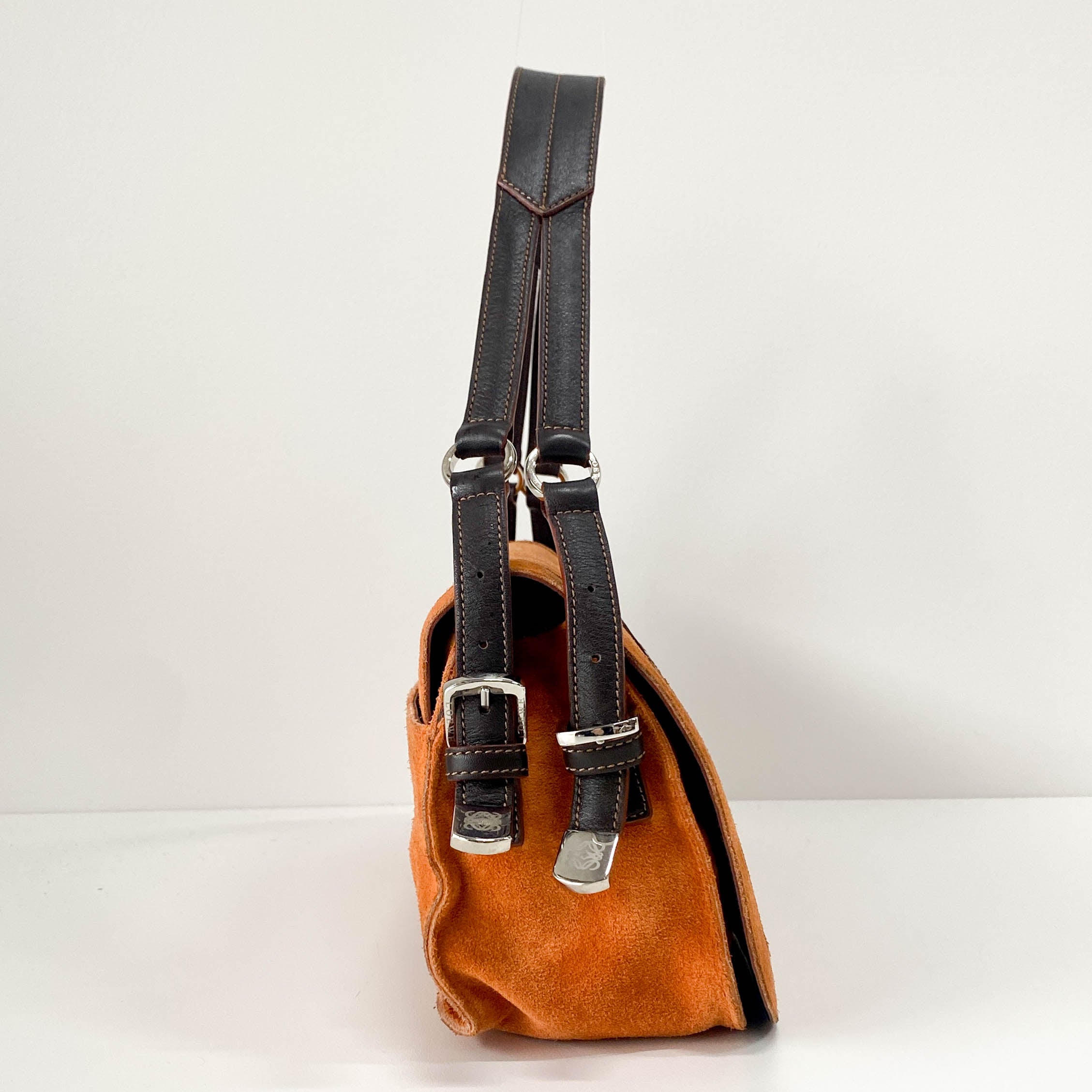 Orange Suede Shoulder Bag