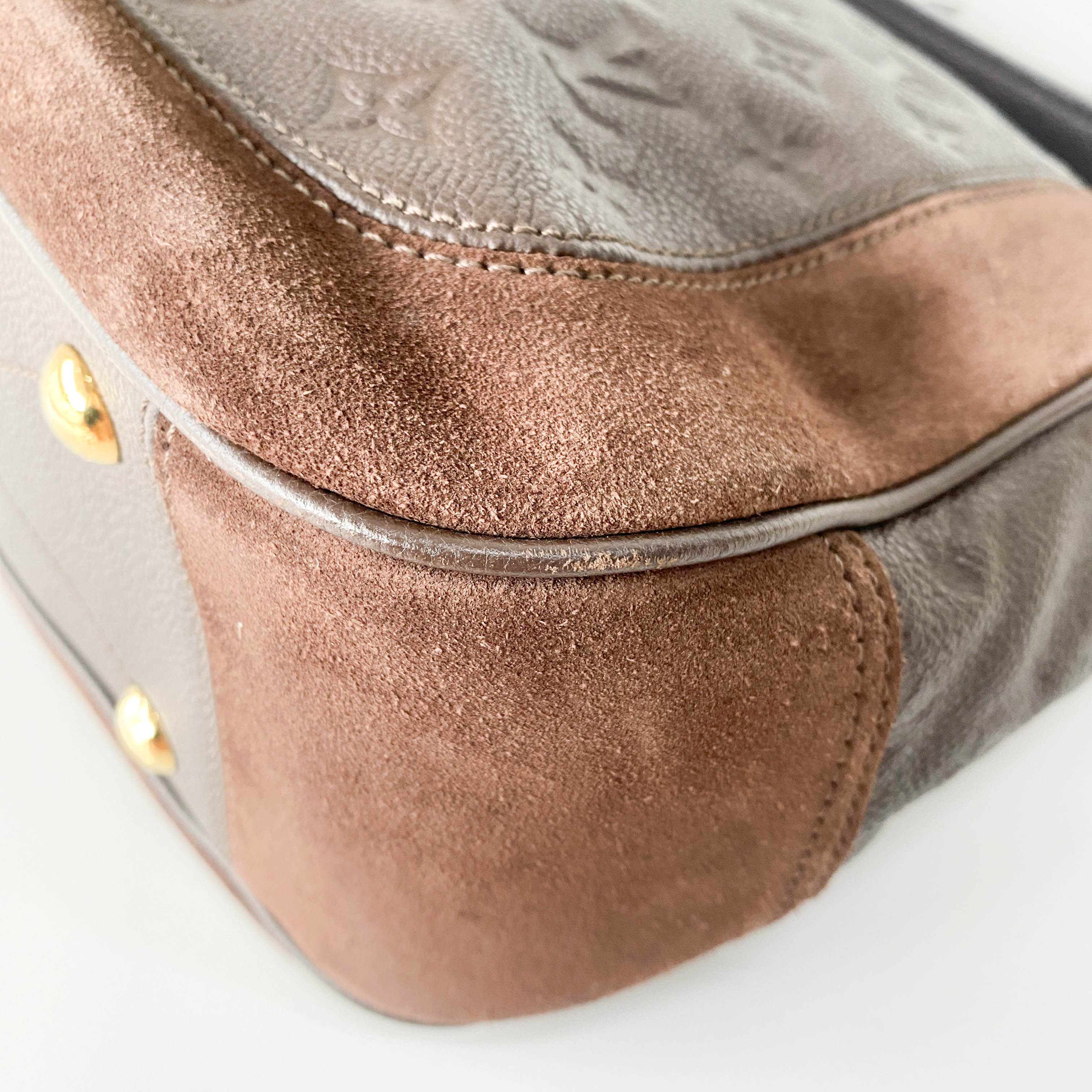 Monogram Brown Leather & Suede Shoulder Bag