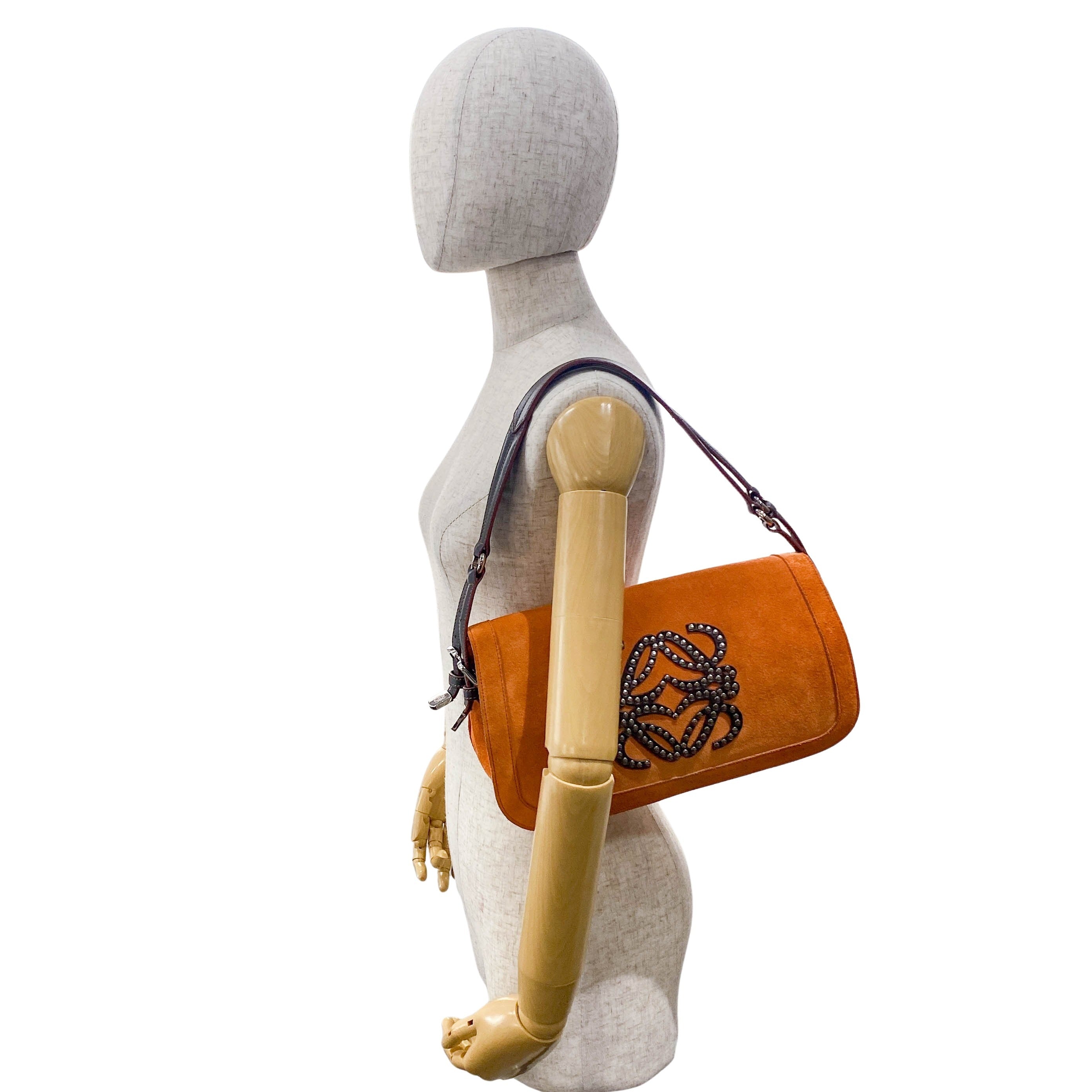 Orange Suede Shoulder Bag