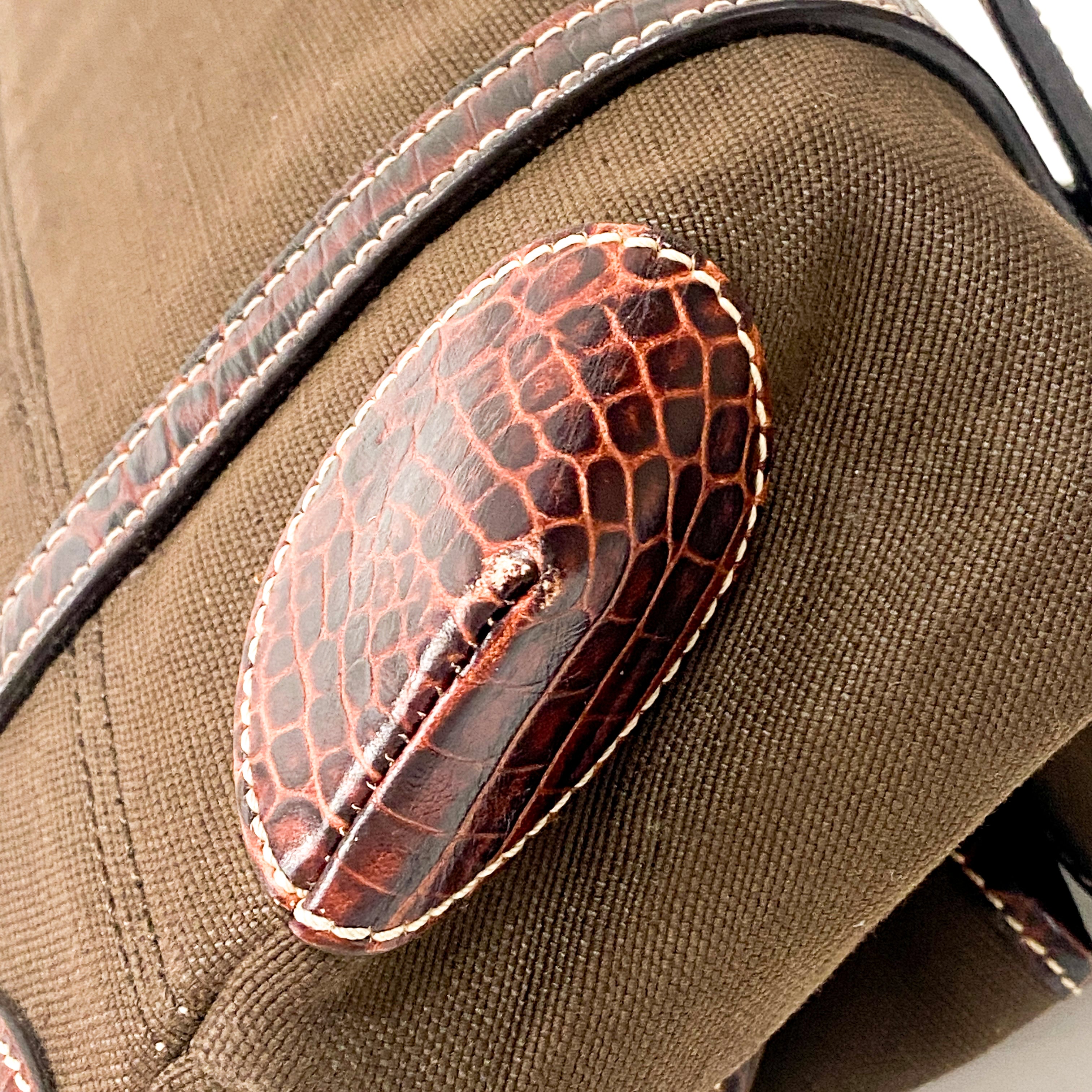 Brown Cotton Canvas Shoulder Bag