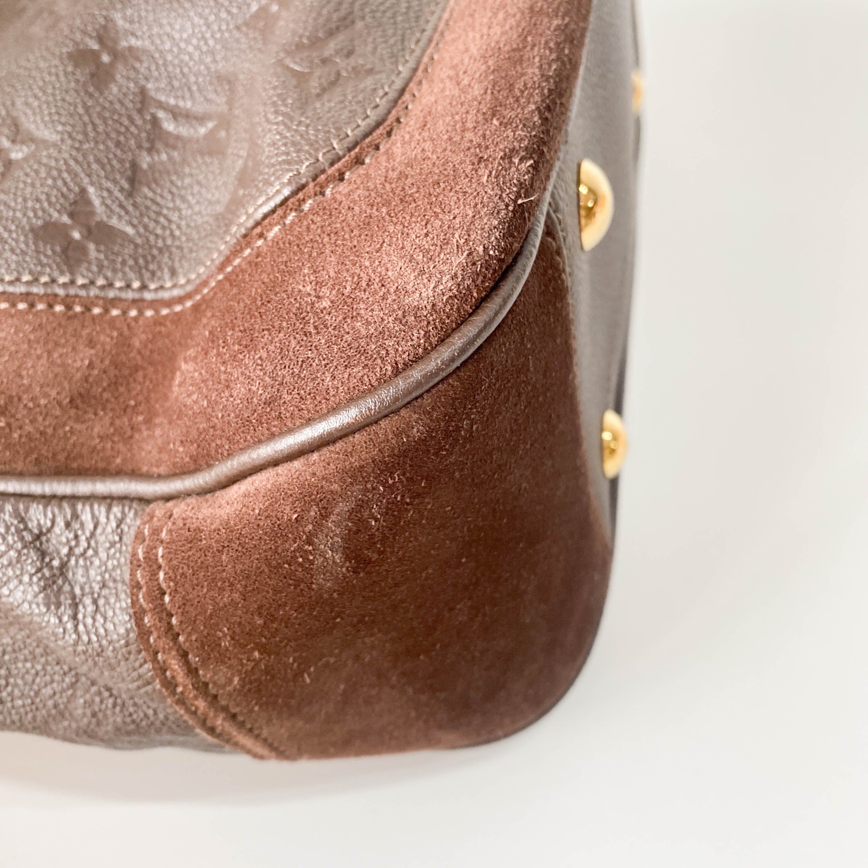 Monogram Brown Leather & Suede Shoulder Bag