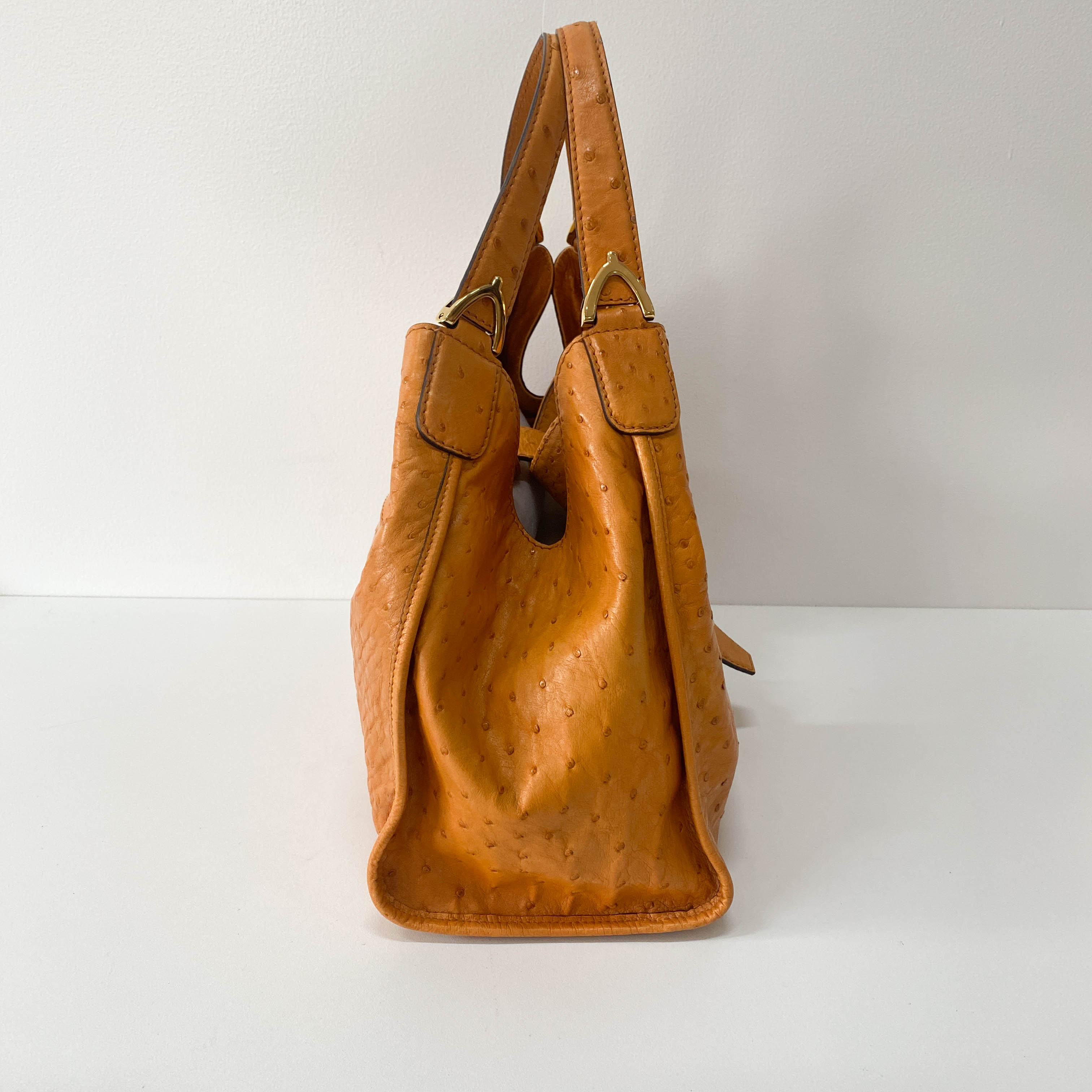 Stirrup Orange Leather Tote Bag
