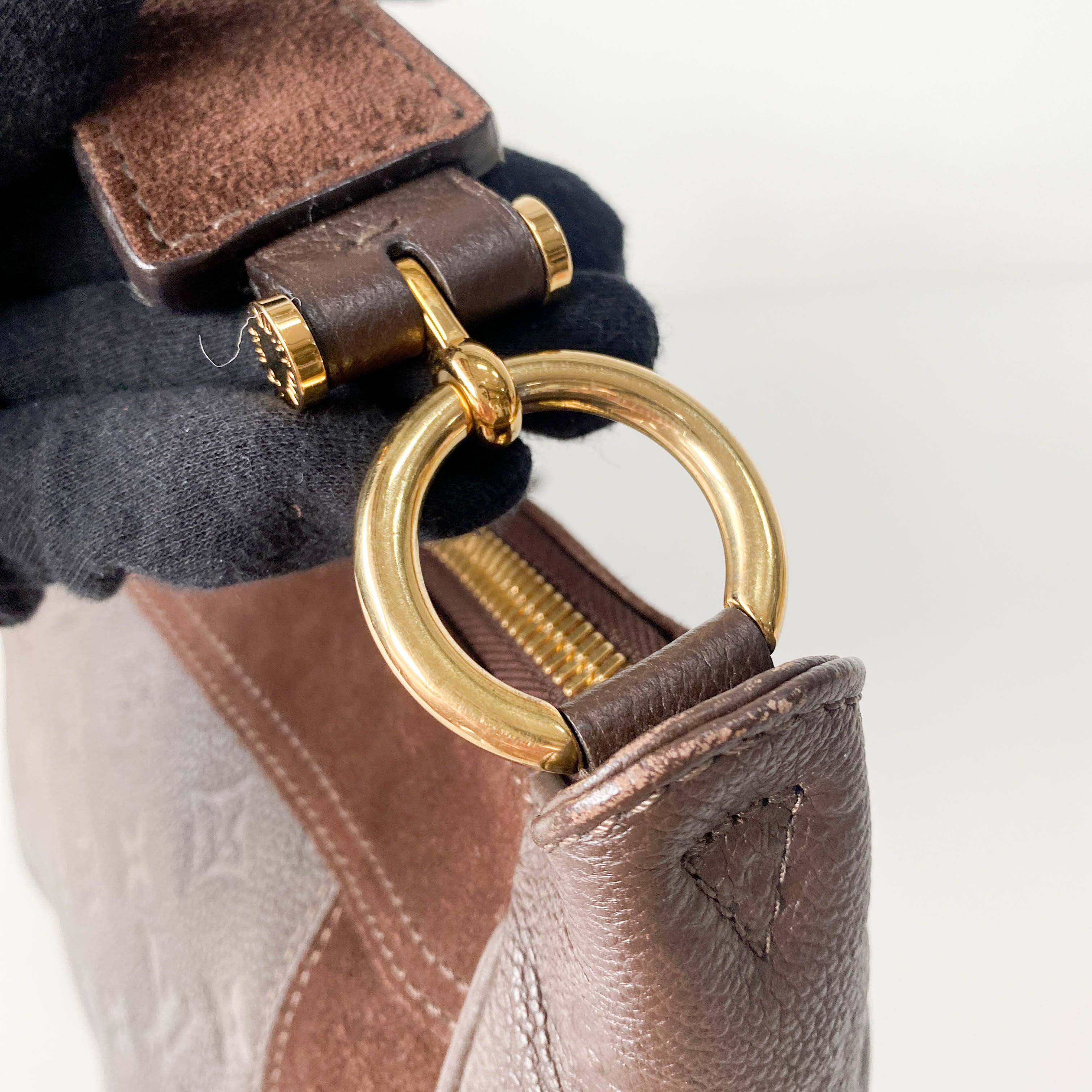 Monogram Brown Leather & Suede Shoulder Bag