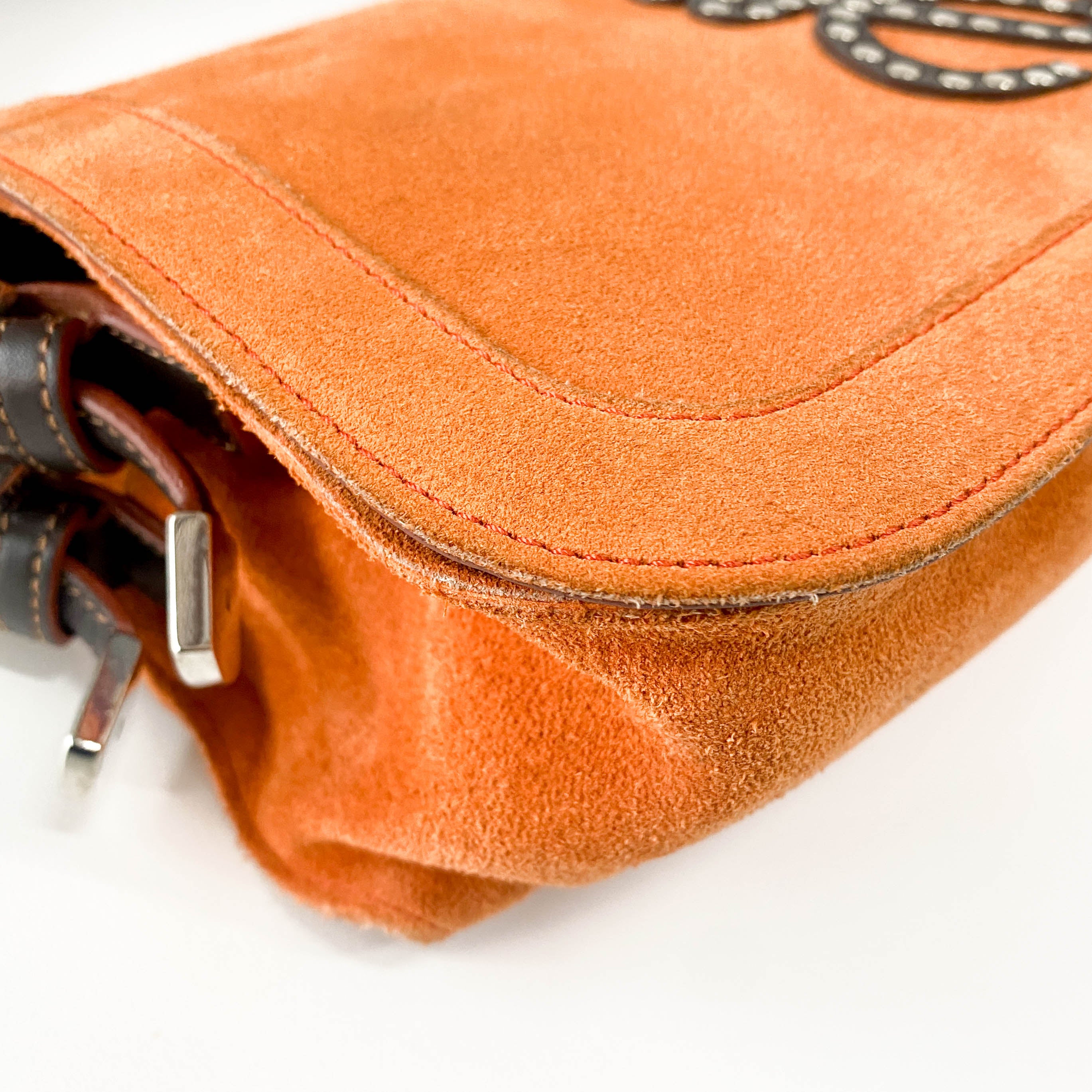 Orange Suede Shoulder Bag