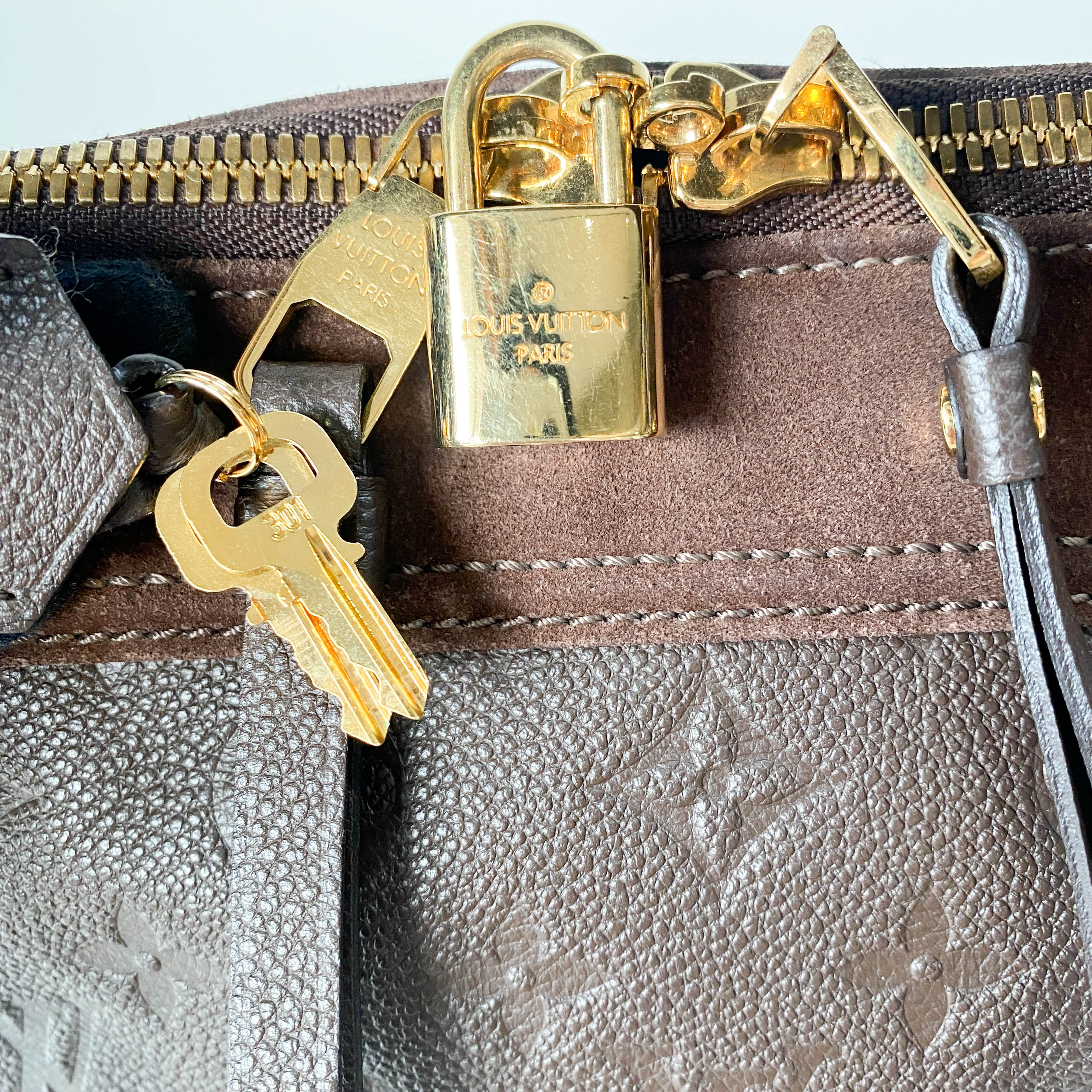 Monogram Brown Leather & Suede Shoulder Bag