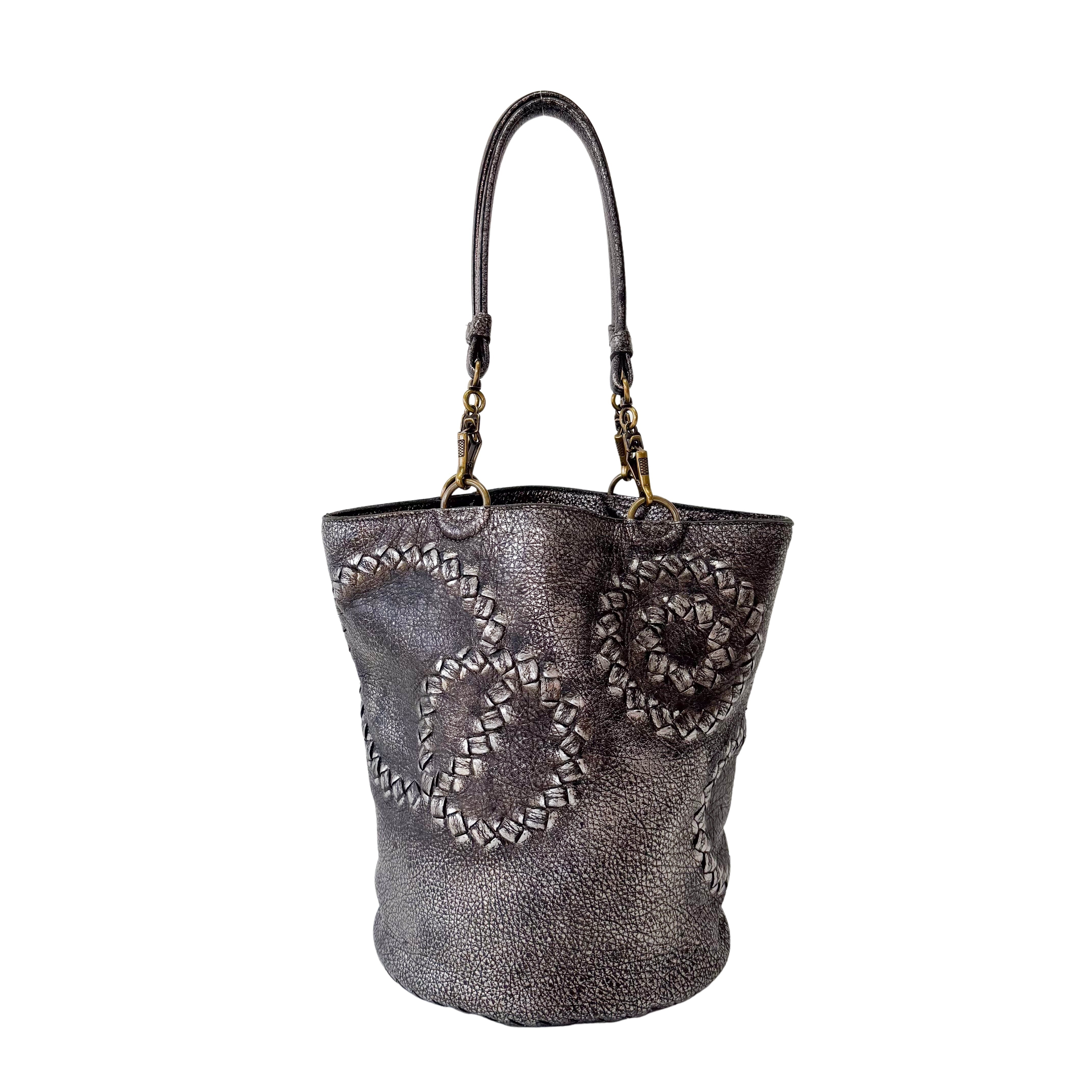 Silver Leather Shoulder Bag