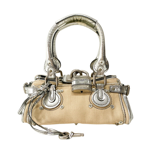 Paddington Mini Silver Cotton Canvas Shoulder Bag