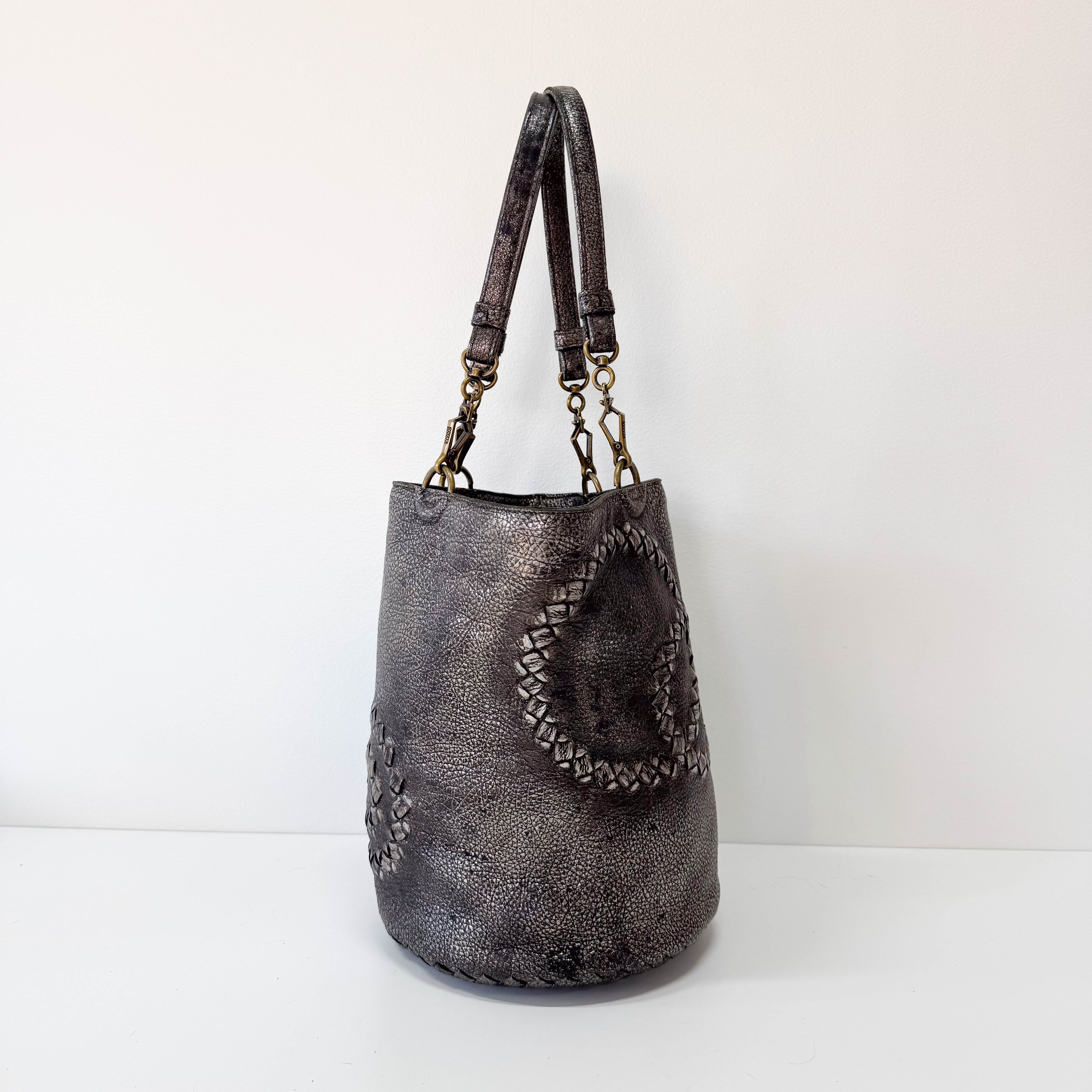 Silver Leather Shoulder Bag