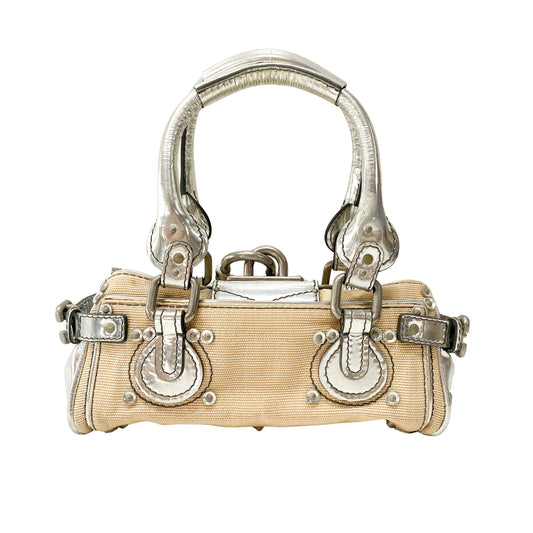 Paddington Mini Silver Cotton Canvas Shoulder Bag