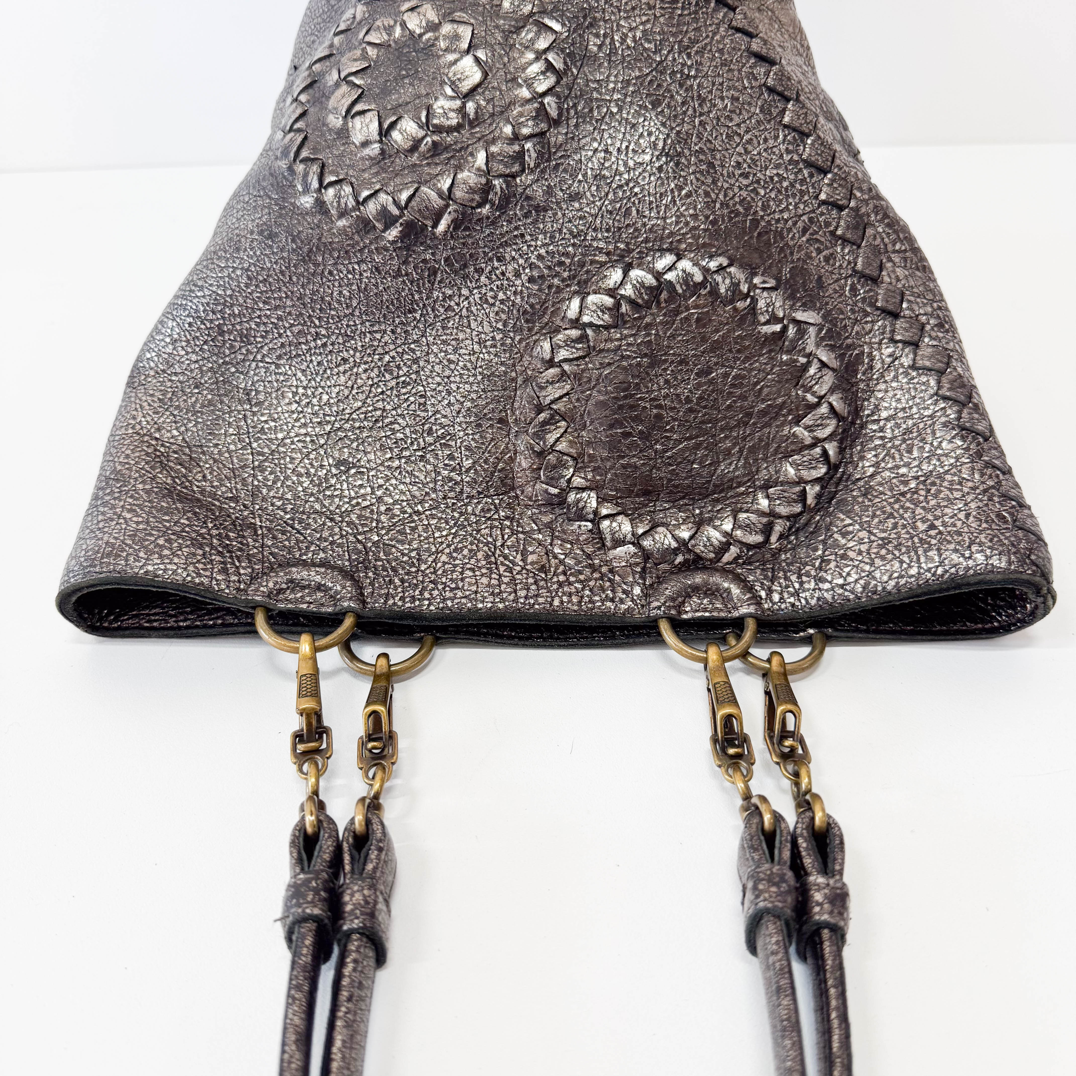 Silver Leather Shoulder Bag