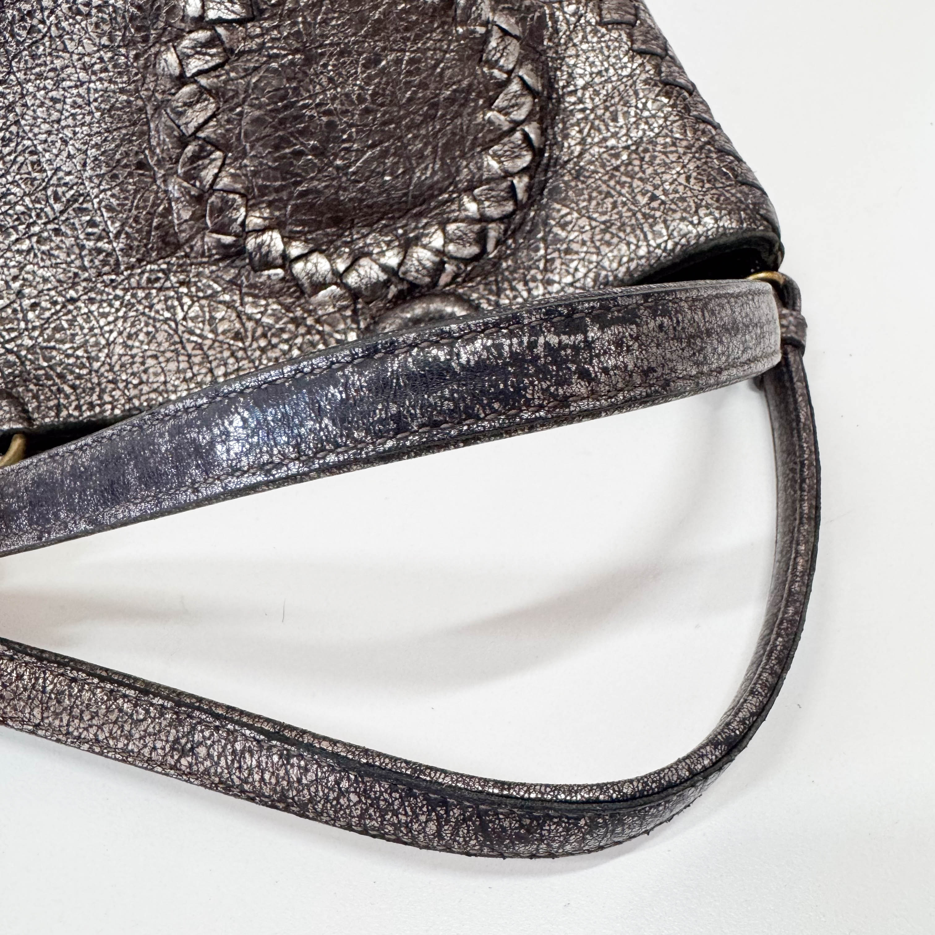 Silver Leather Shoulder Bag