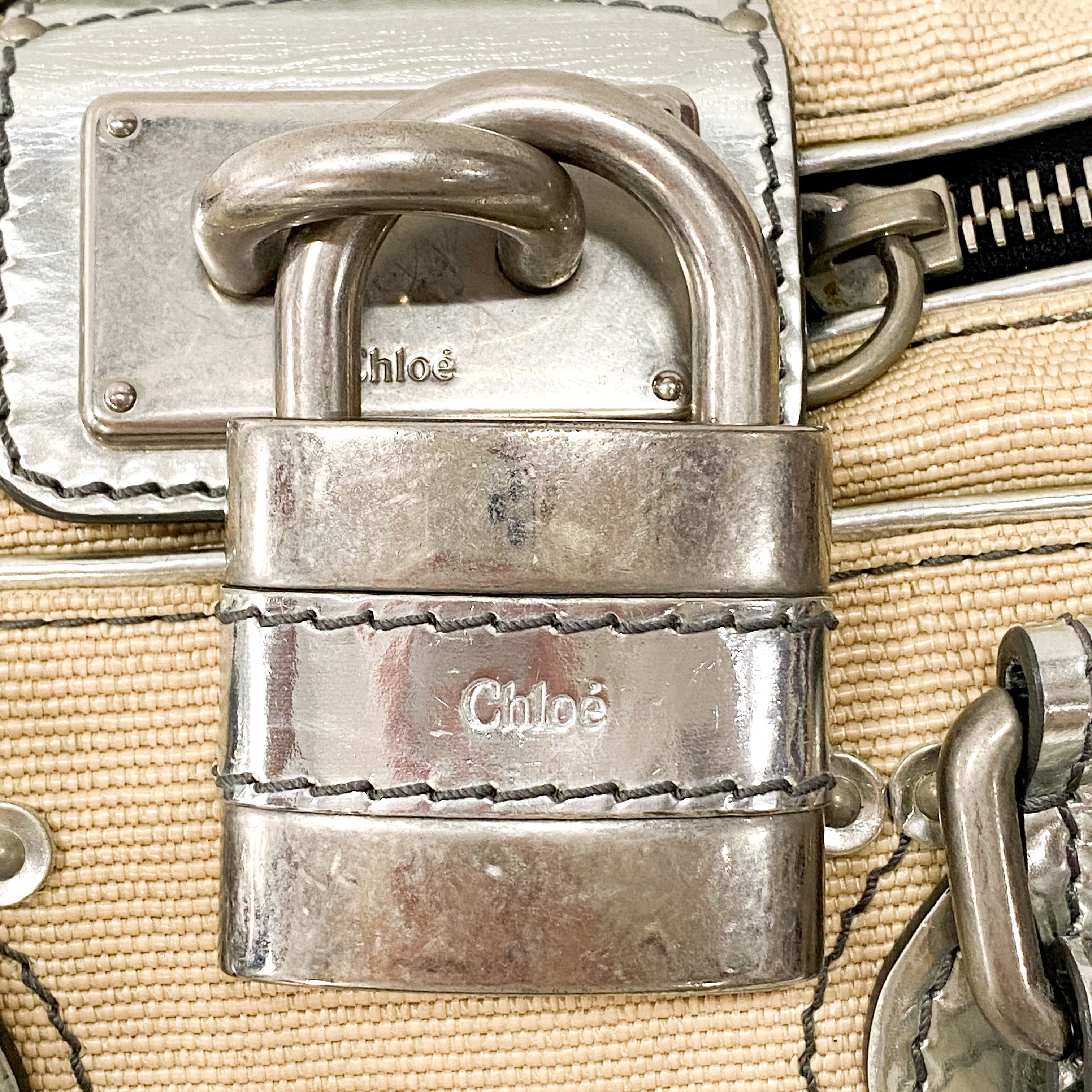 Paddington Mini Silver Cotton Canvas Shoulder Bag