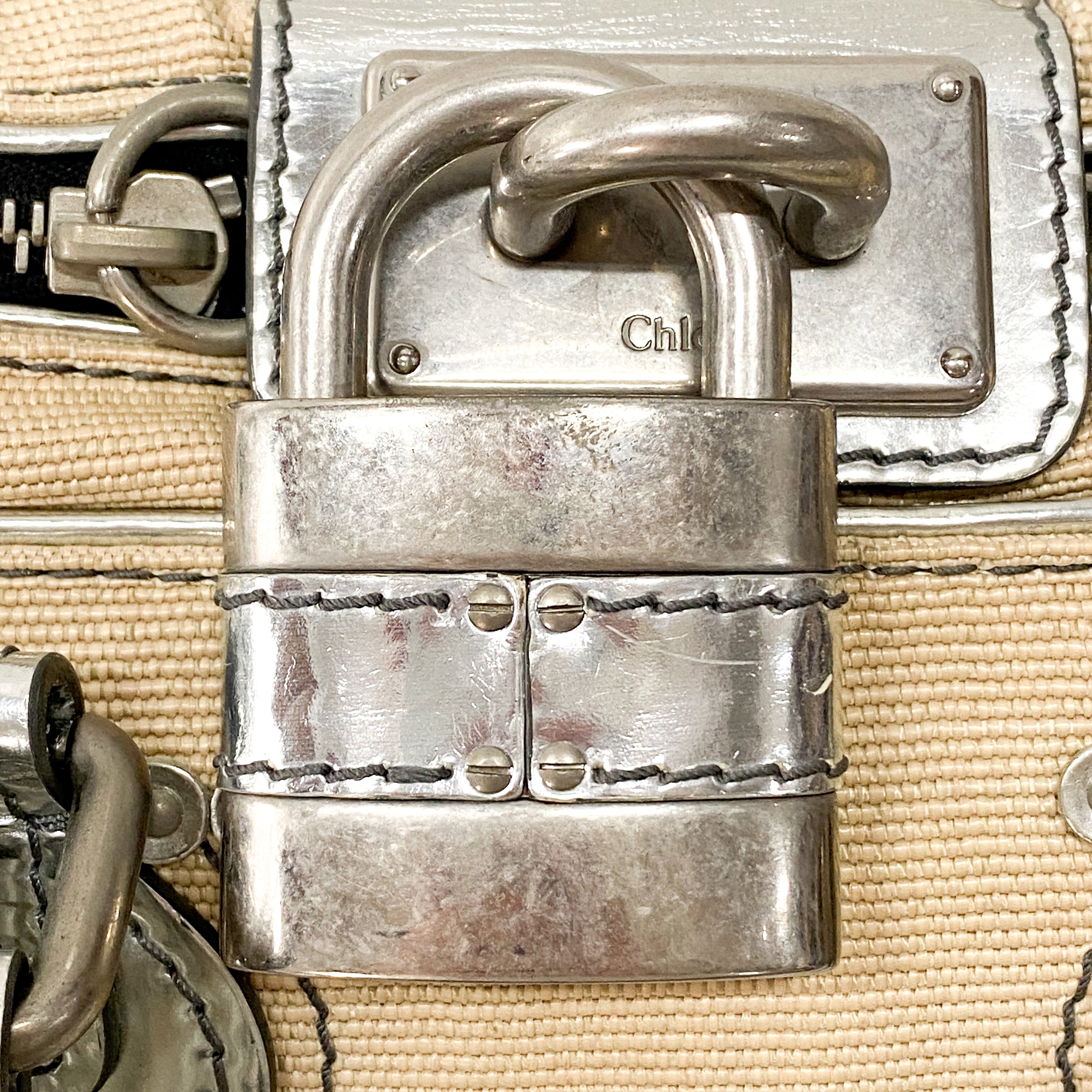 Paddington Mini Silver Cotton Canvas Shoulder Bag