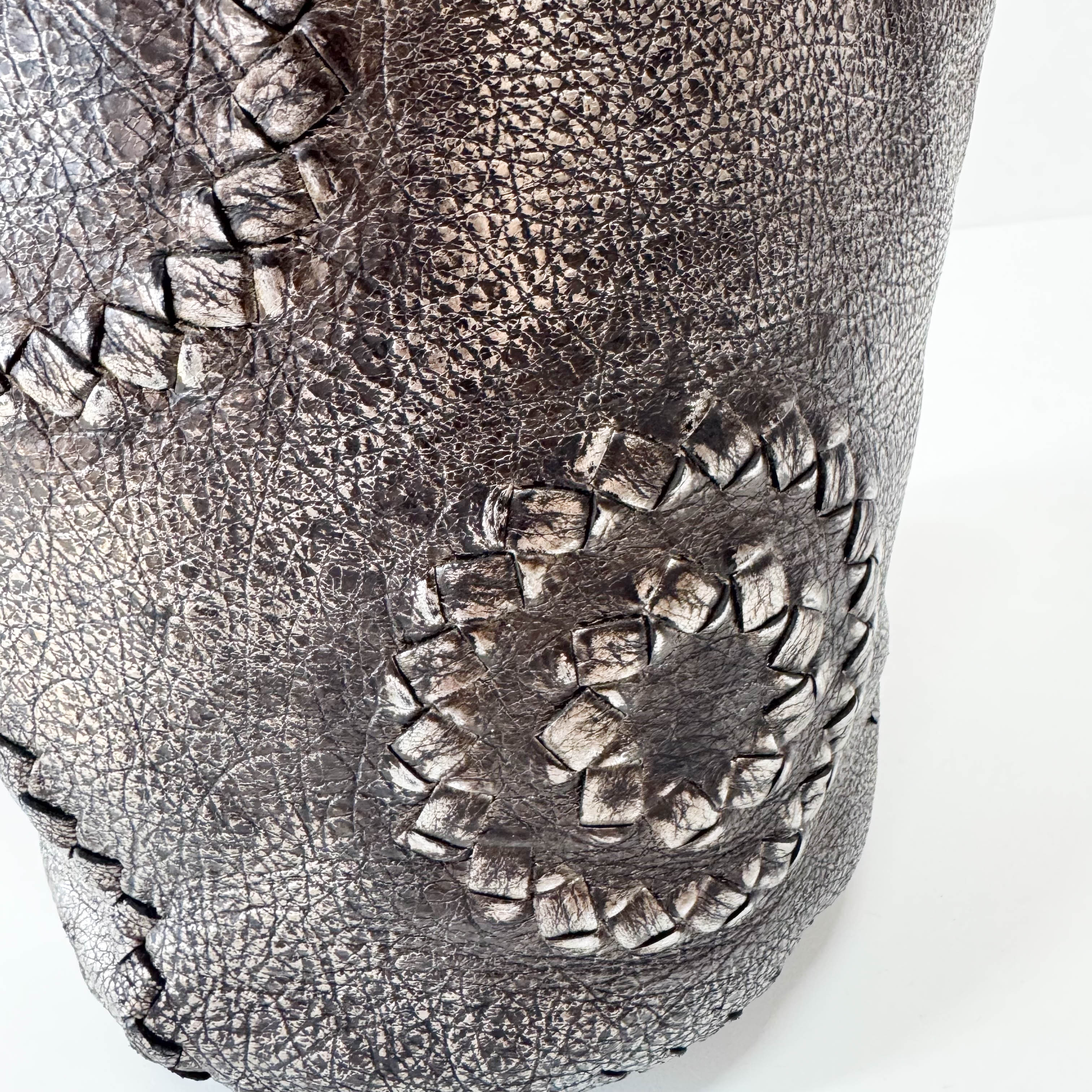 Silver Leather Shoulder Bag