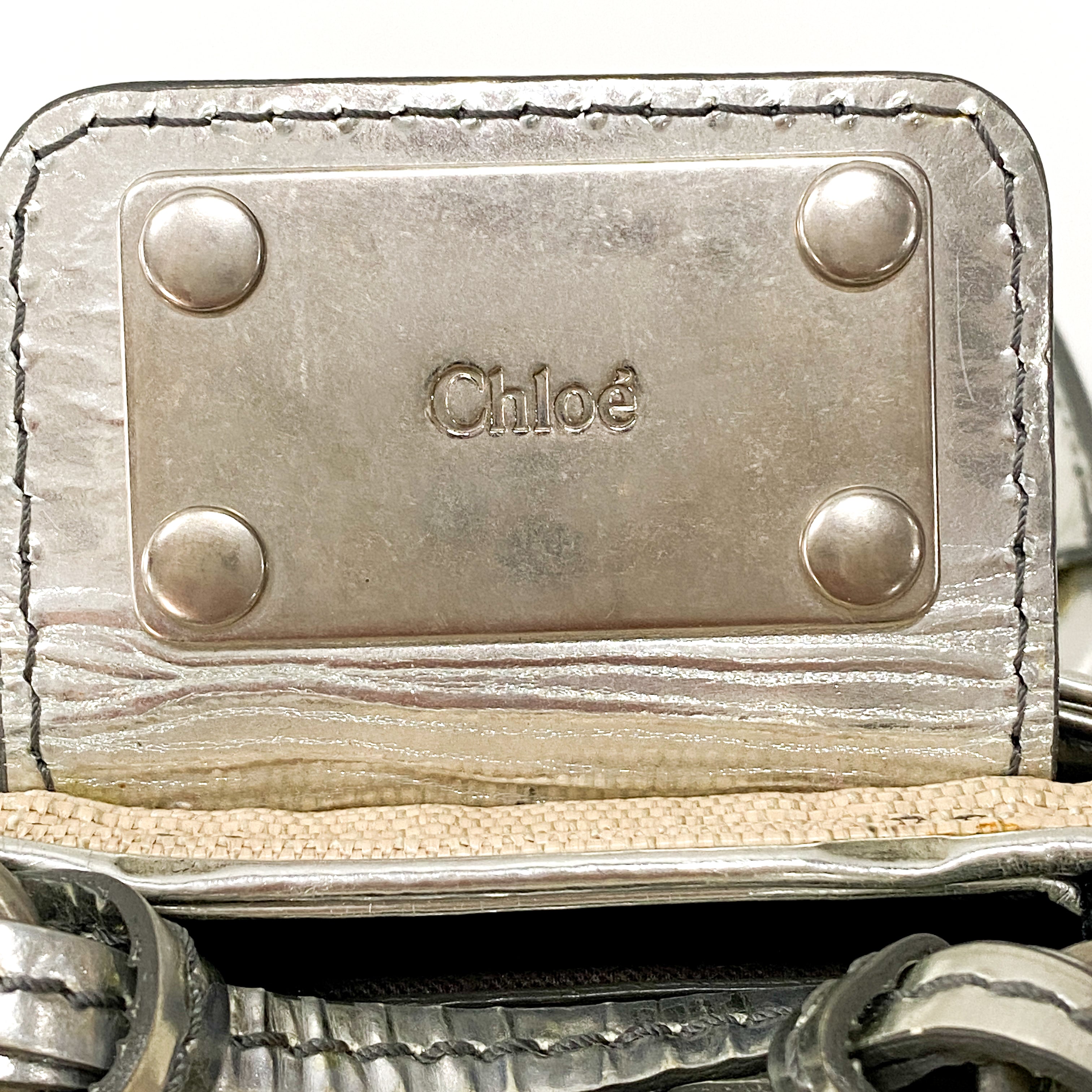 Paddington Mini Silver Cotton Canvas Shoulder Bag