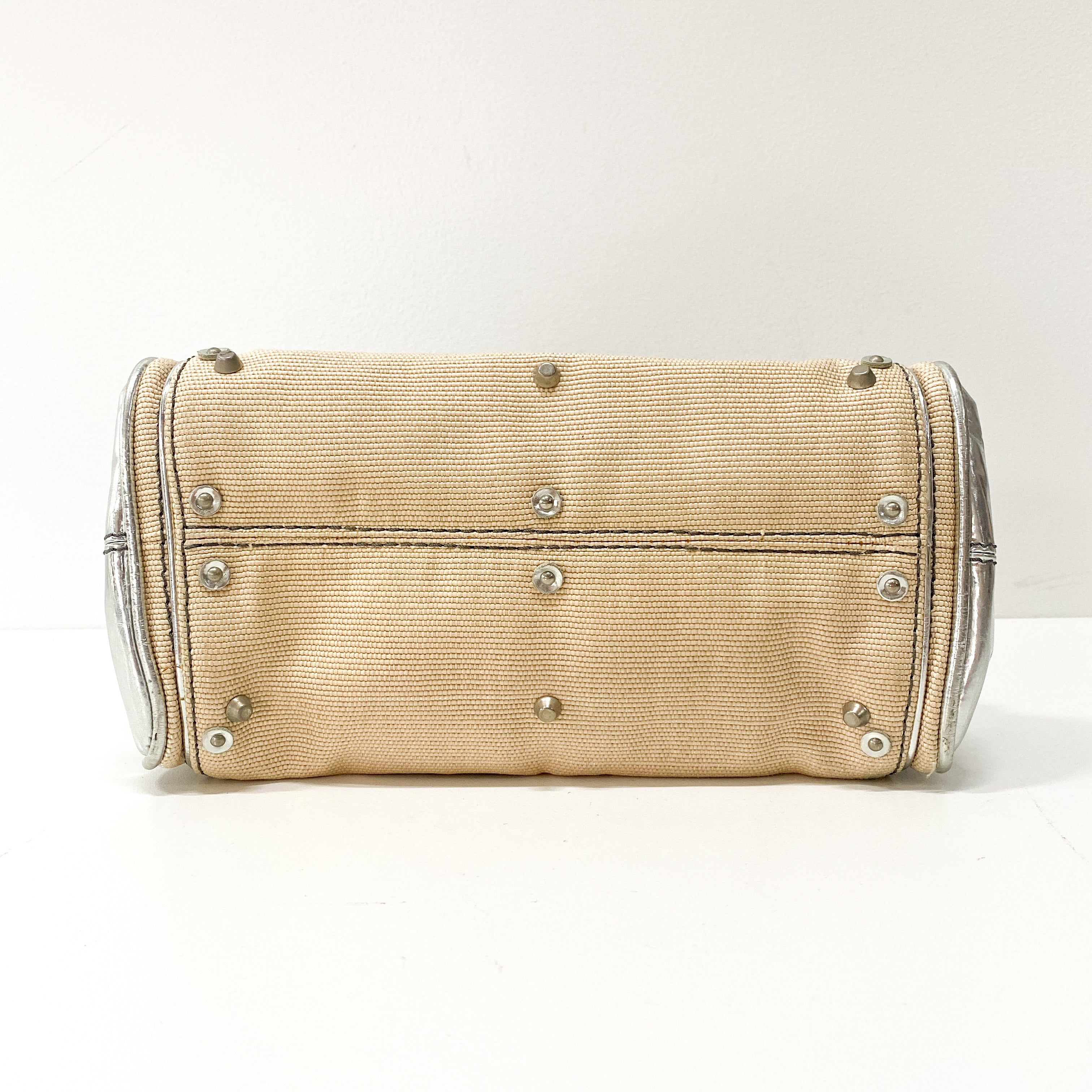 Paddington Mini Silver Cotton Canvas Shoulder Bag