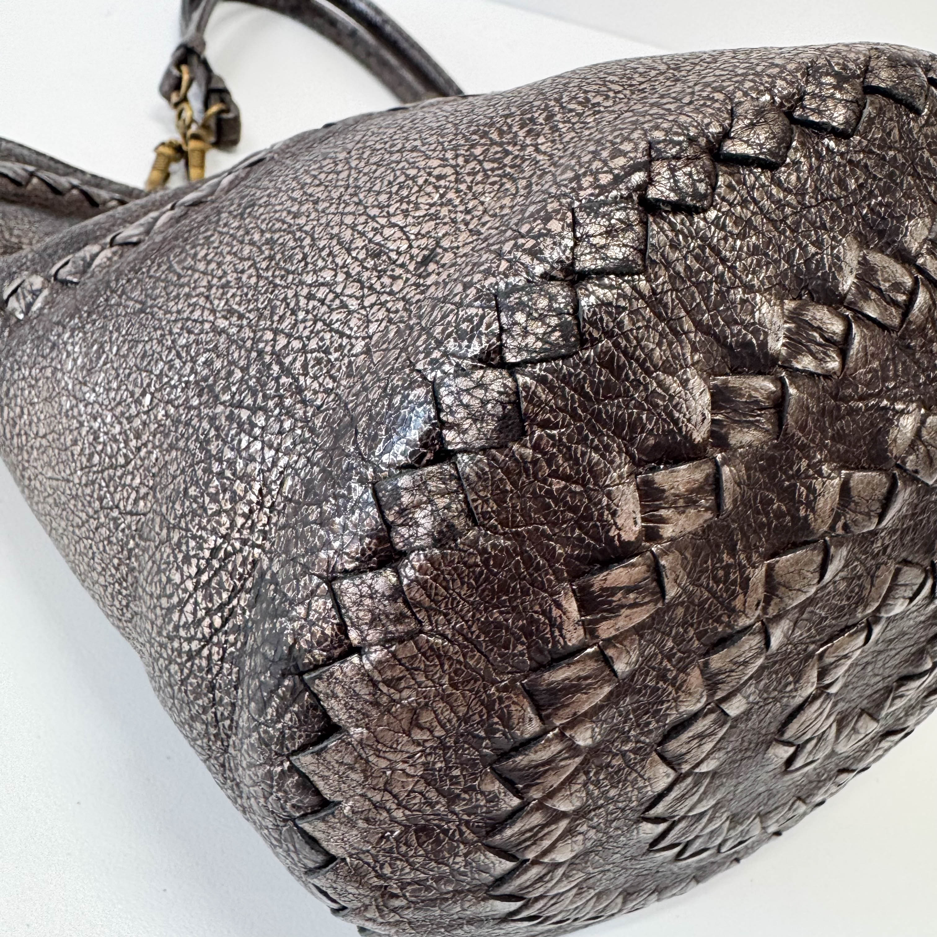 Silver Leather Shoulder Bag