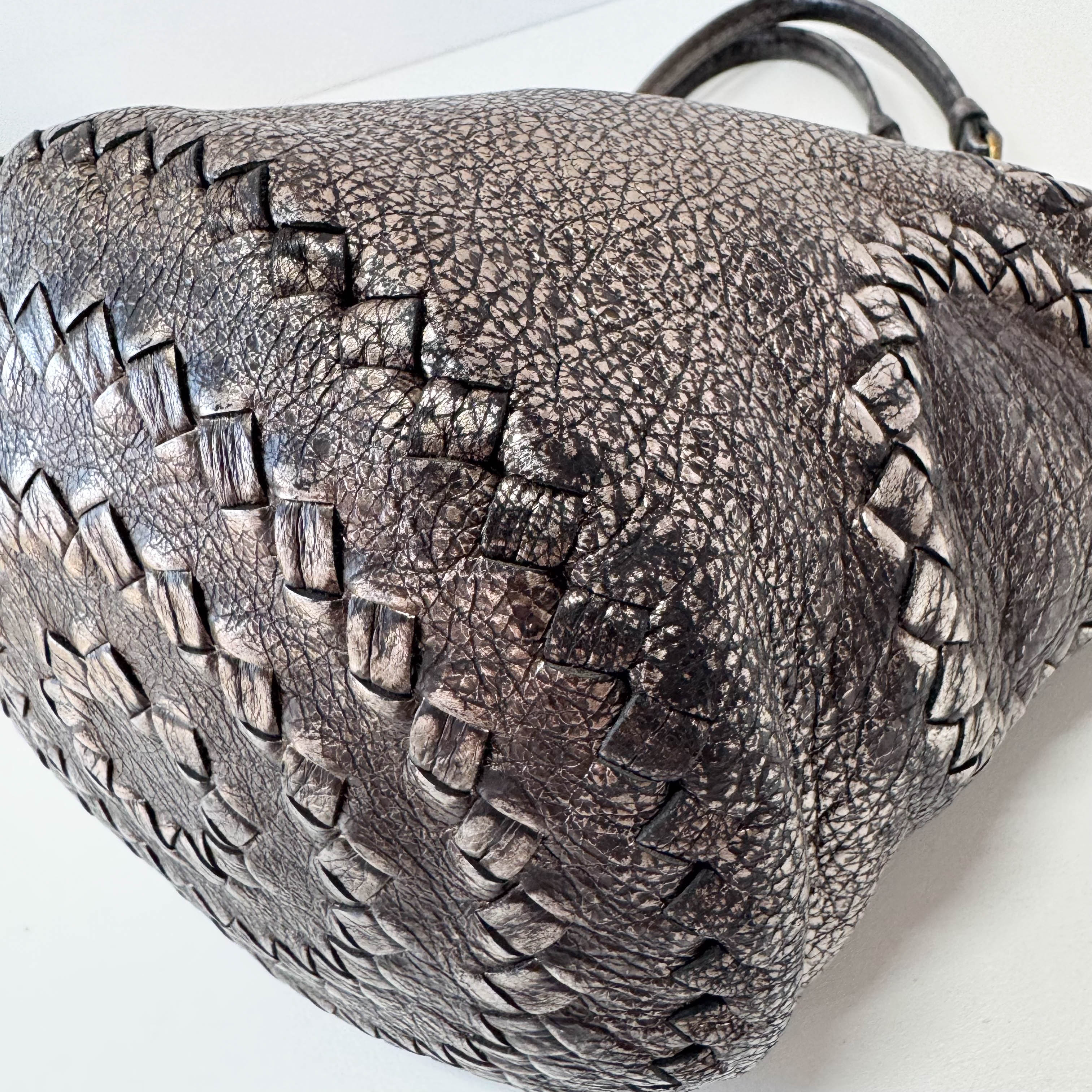 Silver Leather Shoulder Bag