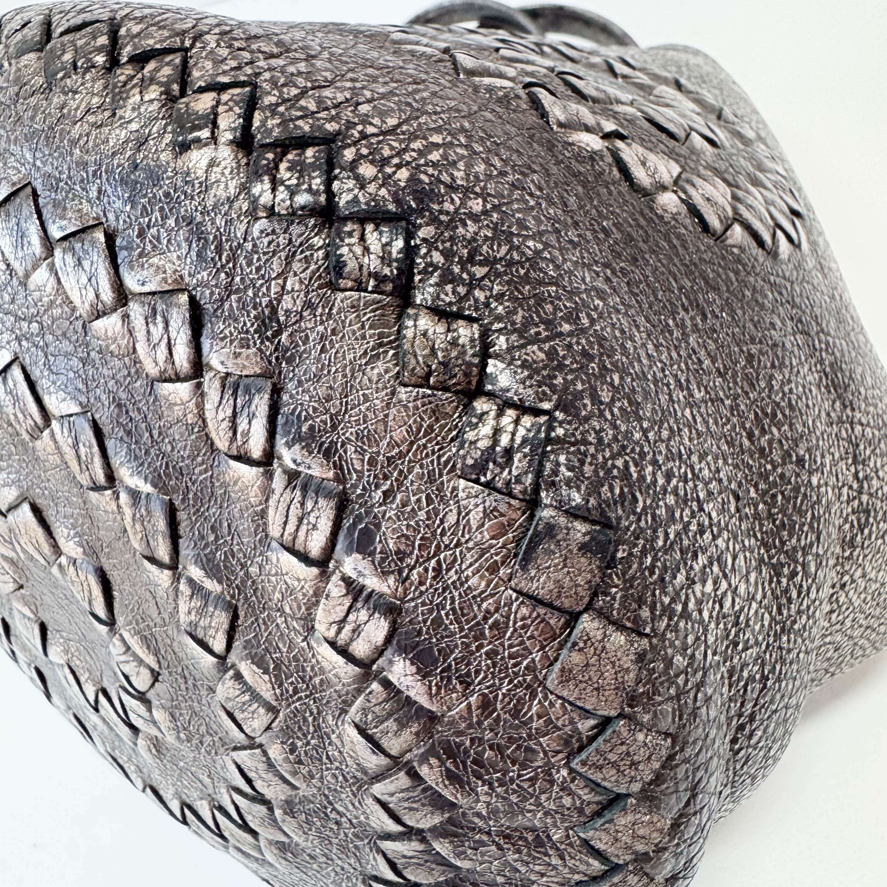 Silver Leather Shoulder Bag