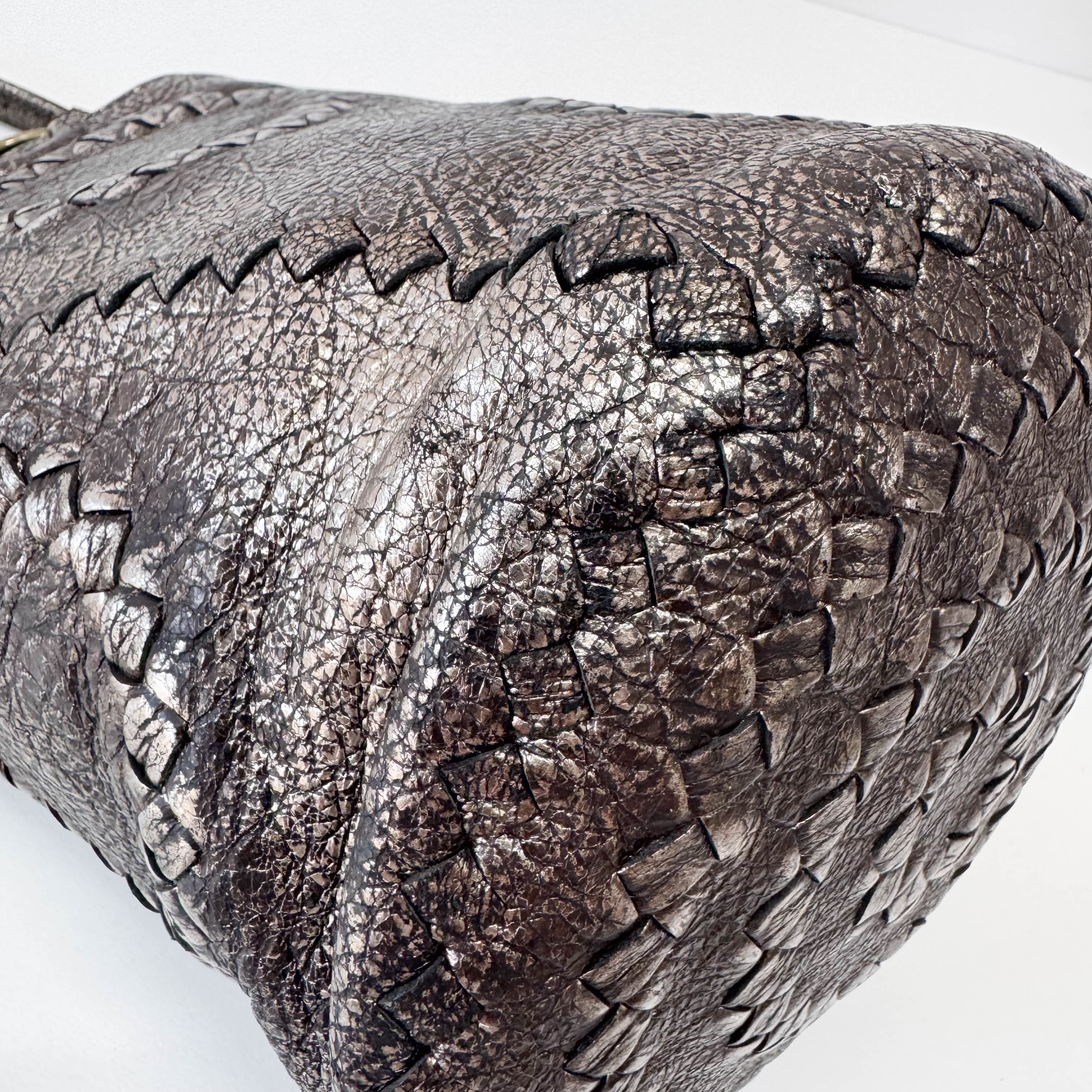 Silver Leather Shoulder Bag