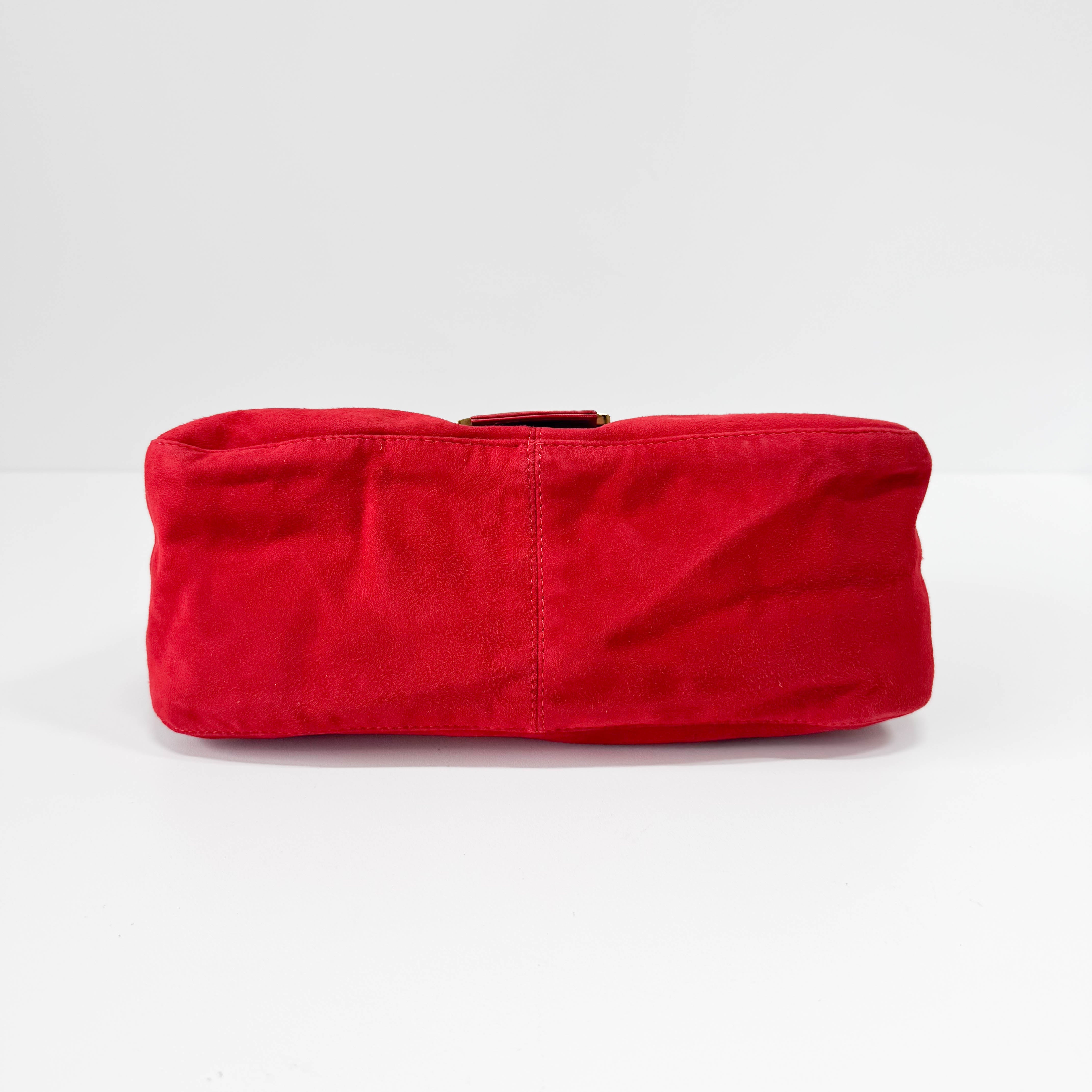 Red Suede Mamma Baguette Bag