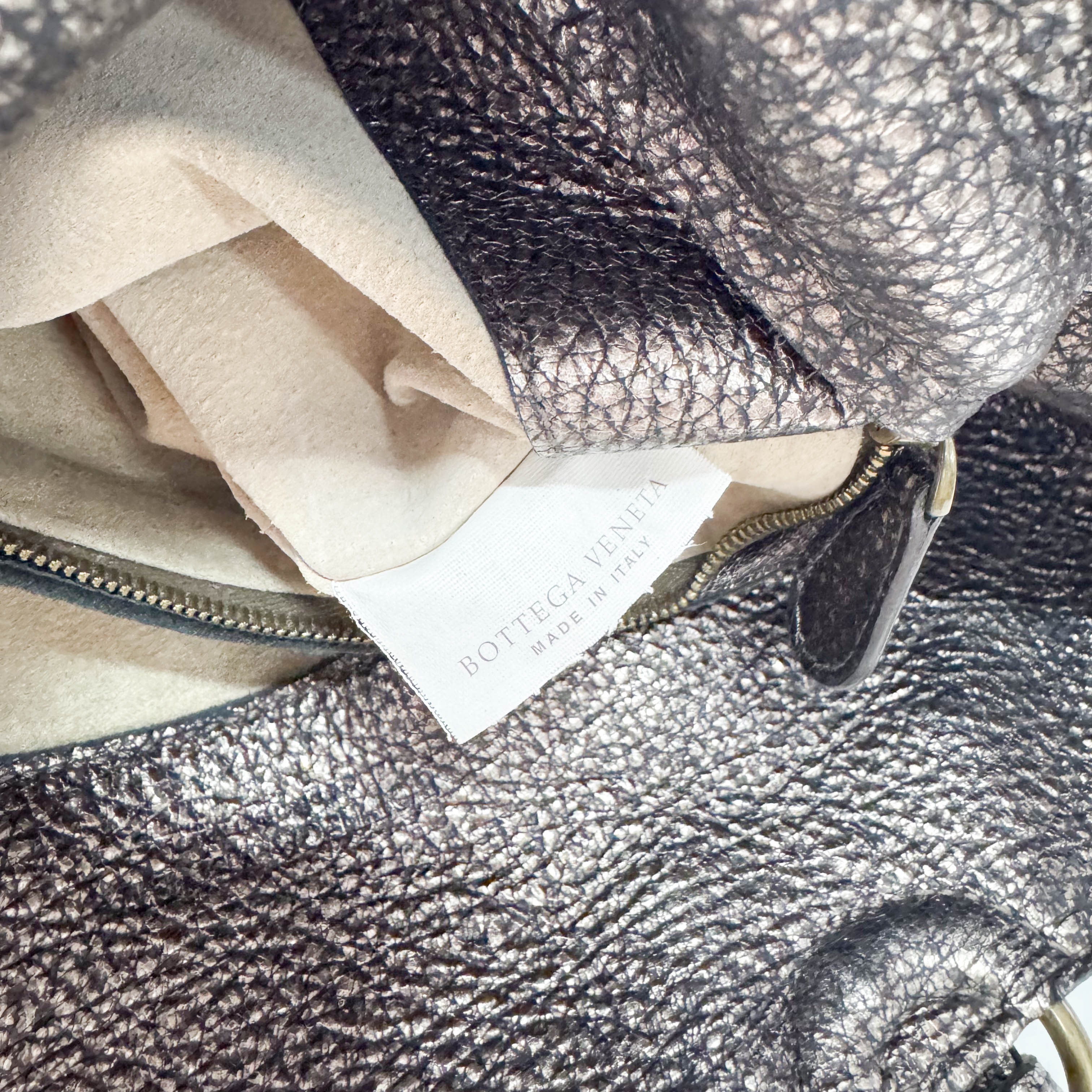 Silver Leather Shoulder Bag