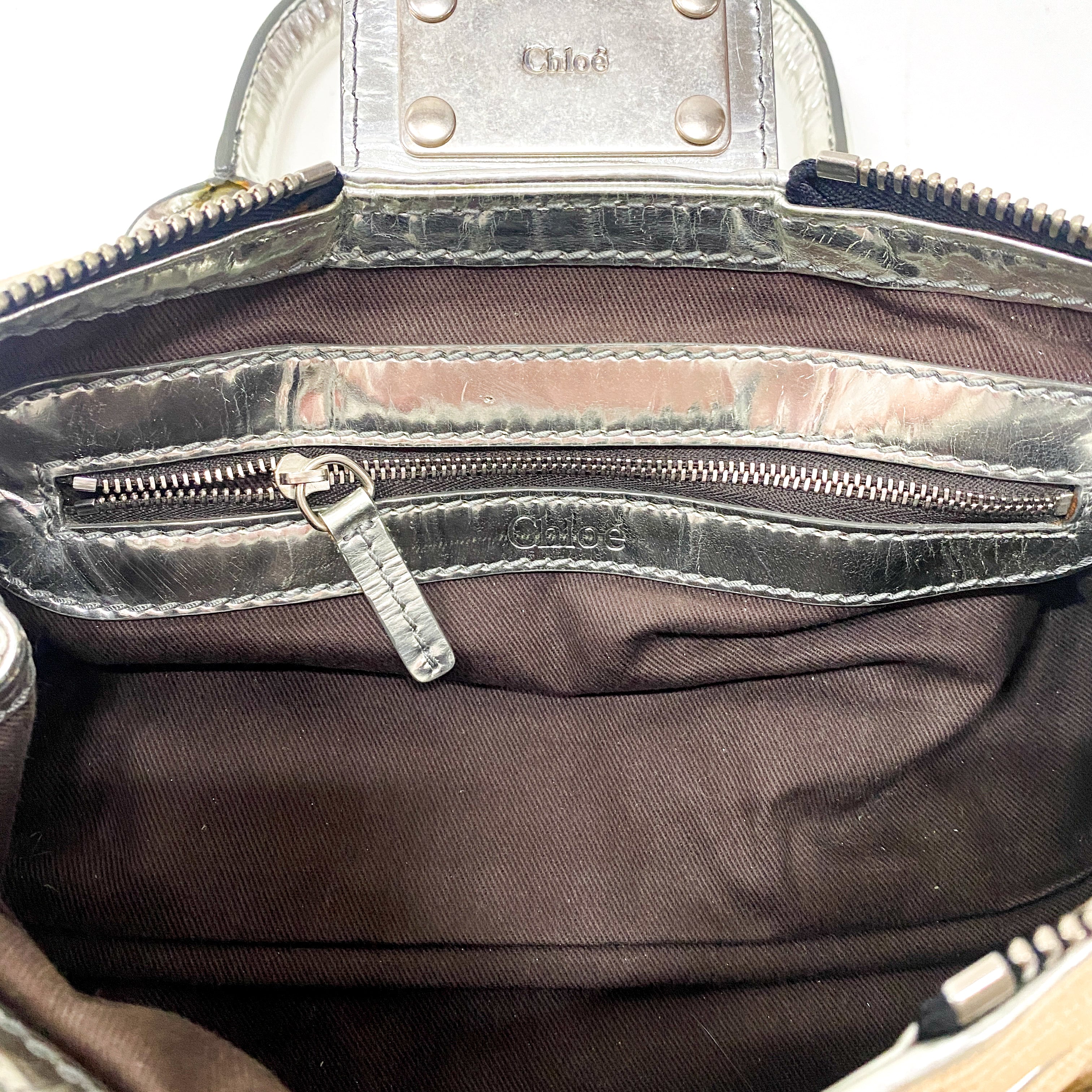 Paddington Mini Silver Cotton Canvas Shoulder Bag