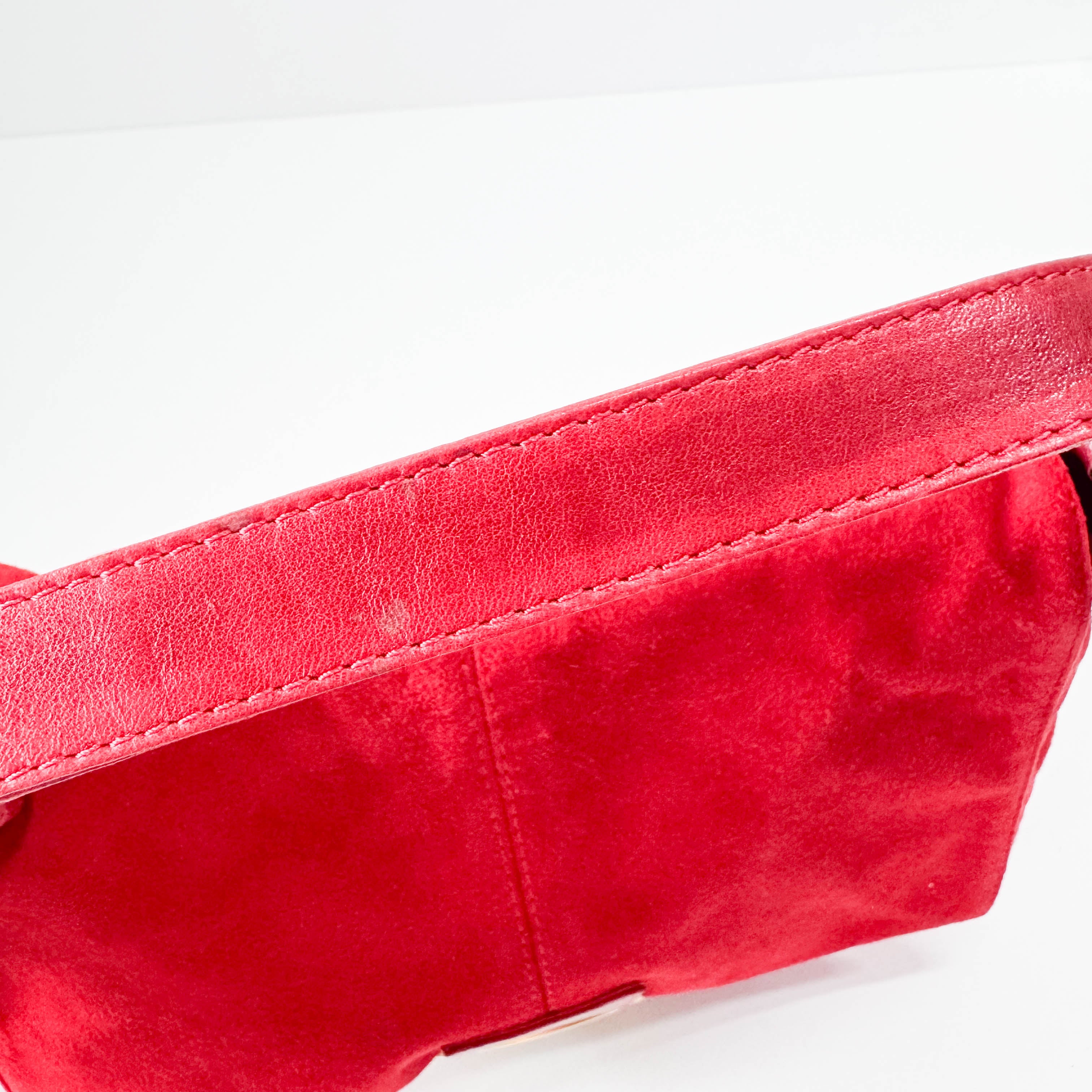 Red Suede Mamma Baguette Bag