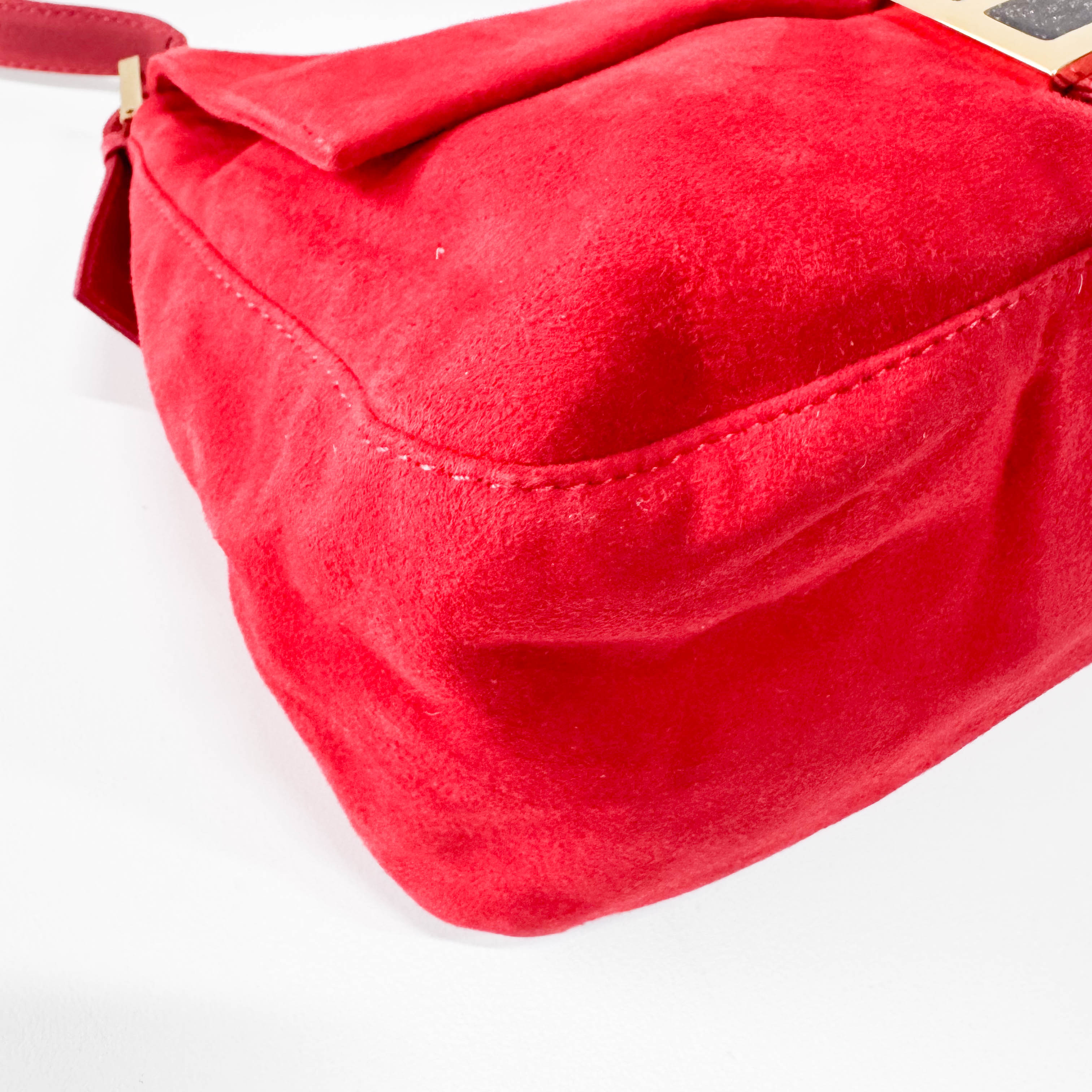 Red Suede Mamma Baguette Bag